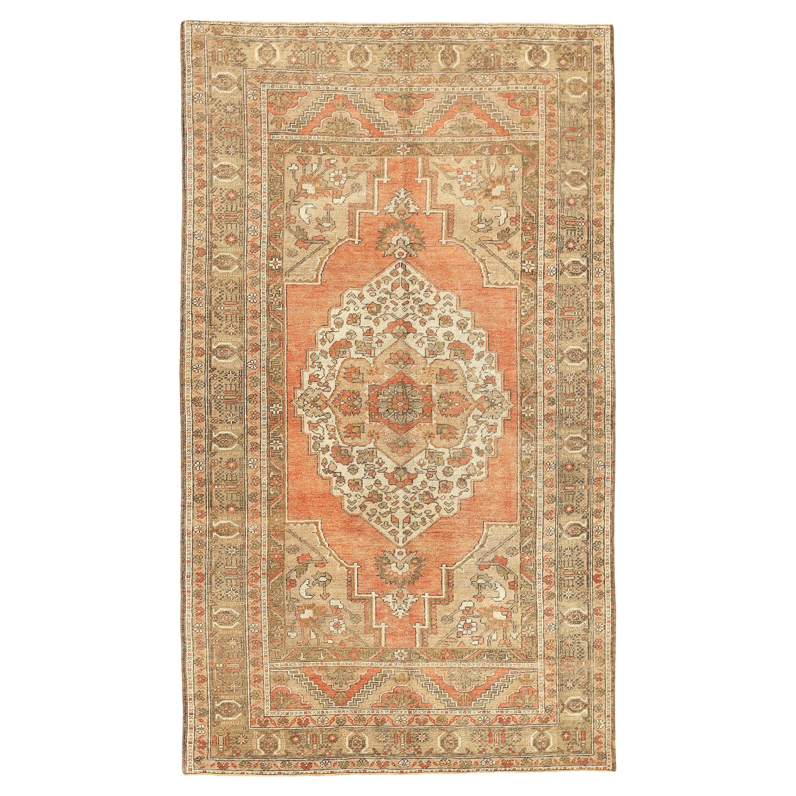 Turkey Anatoly Small Rug - Wool Brown Ivory Pink Design - 92761