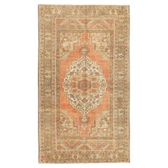 Turkey Anatoly Small Rug - Wool Brown Ivory Pink Design - 92761