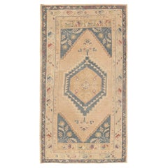 Turkey Anatoly Small Rug - Wool Ivory Navy Blue Design - 92802