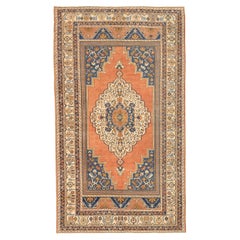 Petit tapis turc Anatoly - Laine ivoire bleu marine bleu rose motif - 92762