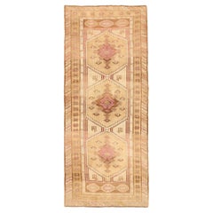 Turkey Anatoly Small Rug - Wool Ivory Pink Yellow Design - 92763