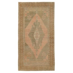 Türkischer Anatoly Kleiner Teppich - Wolle Grün Elfenbein Rosa Design - 92886