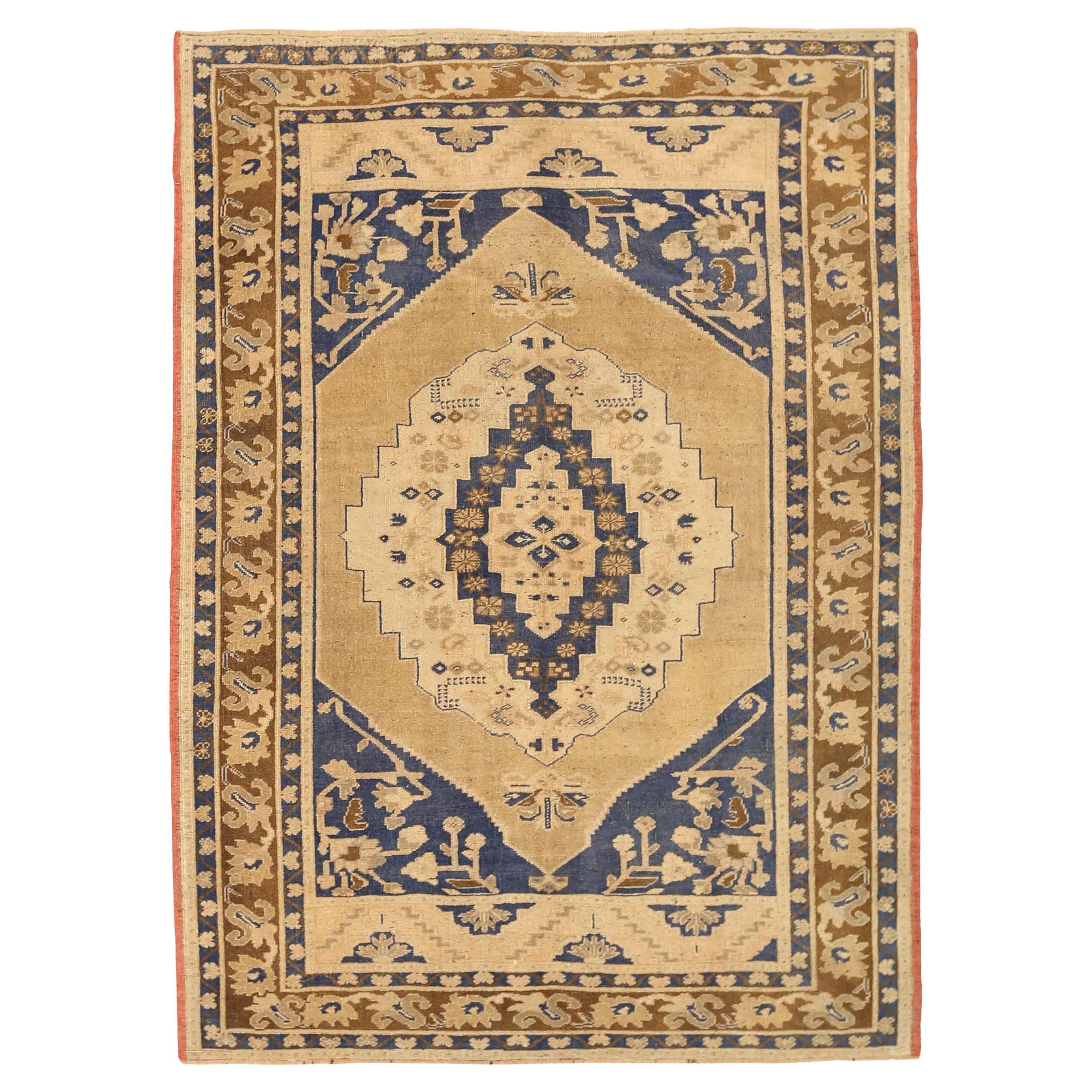 Turquía Anatoly Alfombra Pequeña - Lana Marrón Marfil Azul Marino Topo - 92836