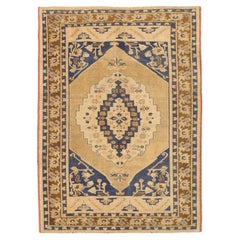Turquía Anatoly Alfombra Pequeña - Lana Marrón Marfil Azul Marino Topo - 92836
