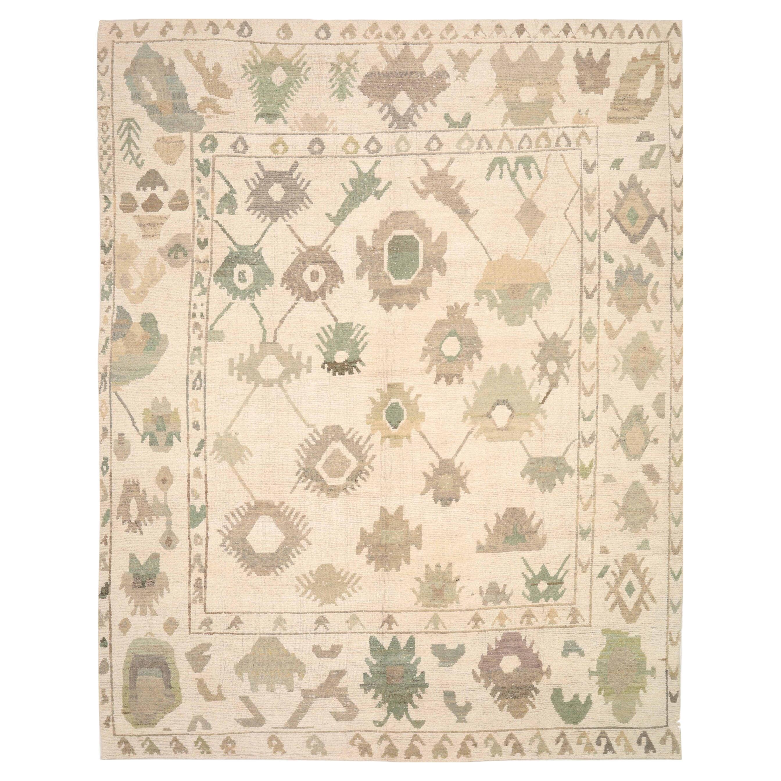 Afghanistan Oushak Area Rugs - Wolle Braun Grün Elfenbein Design - 92861