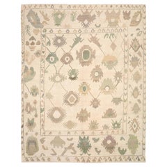 Afghanistan Oushak Area Rugs - Wool Brown Green Ivory Design - 92861