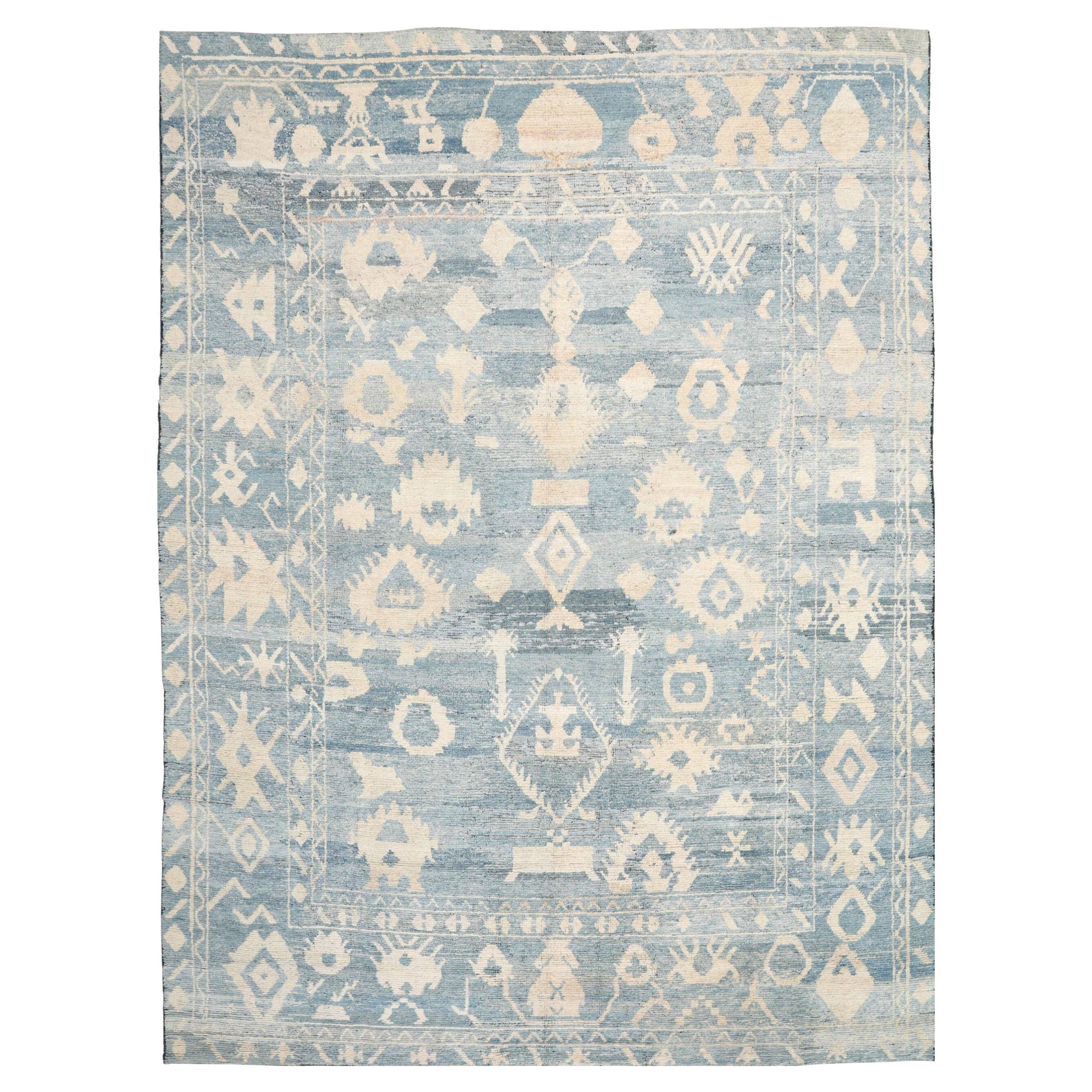 Tapis d'Afghanistan Oushak - Motif bleu ivoire en laine - 92870