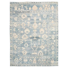 Afghanistan Oushak-Teppiche - Wolle Blau Elfenbein Design - 92870