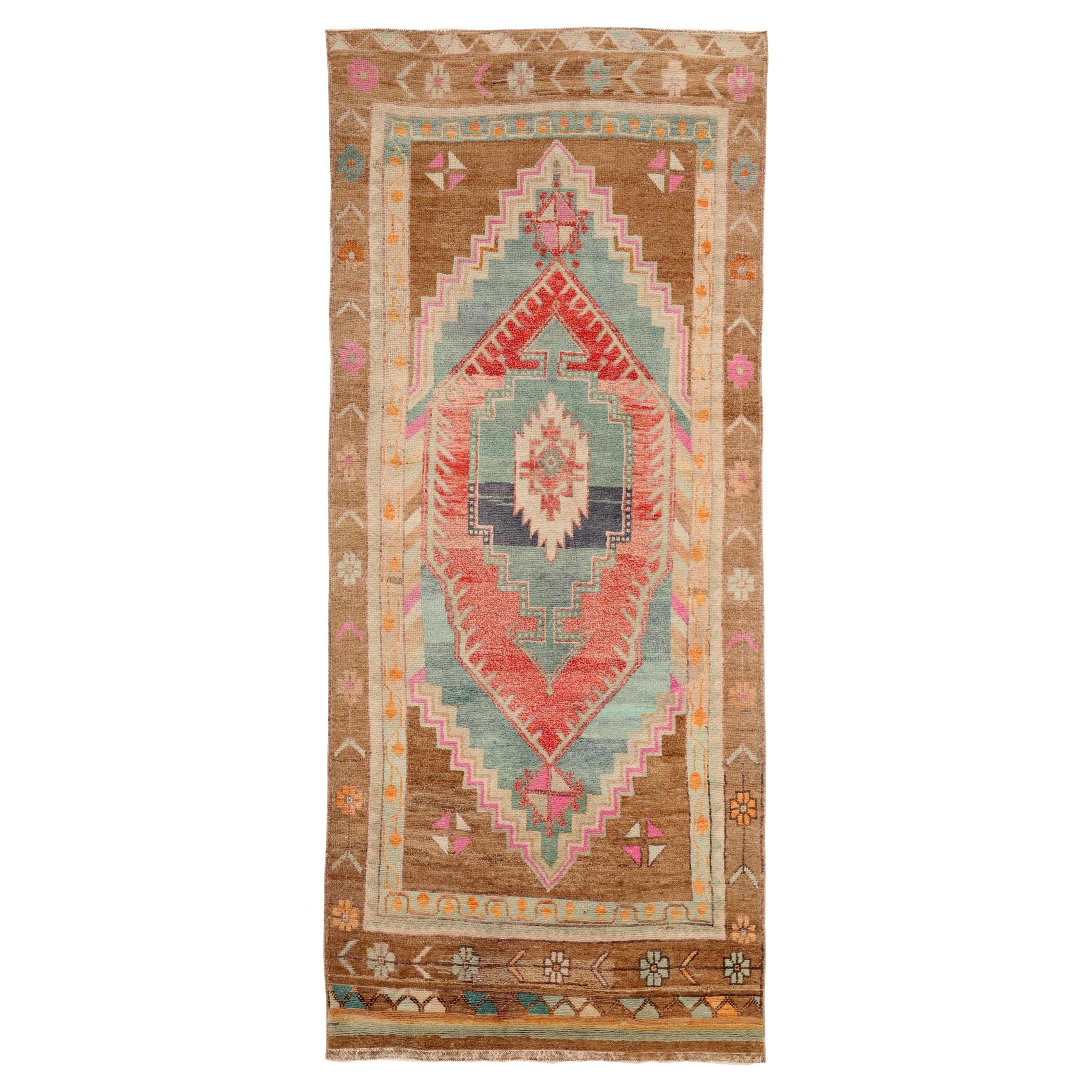 Tappeti Turchia Anatoly - Lana Blu Marrone Rosa Rosso - 92911 in vendita