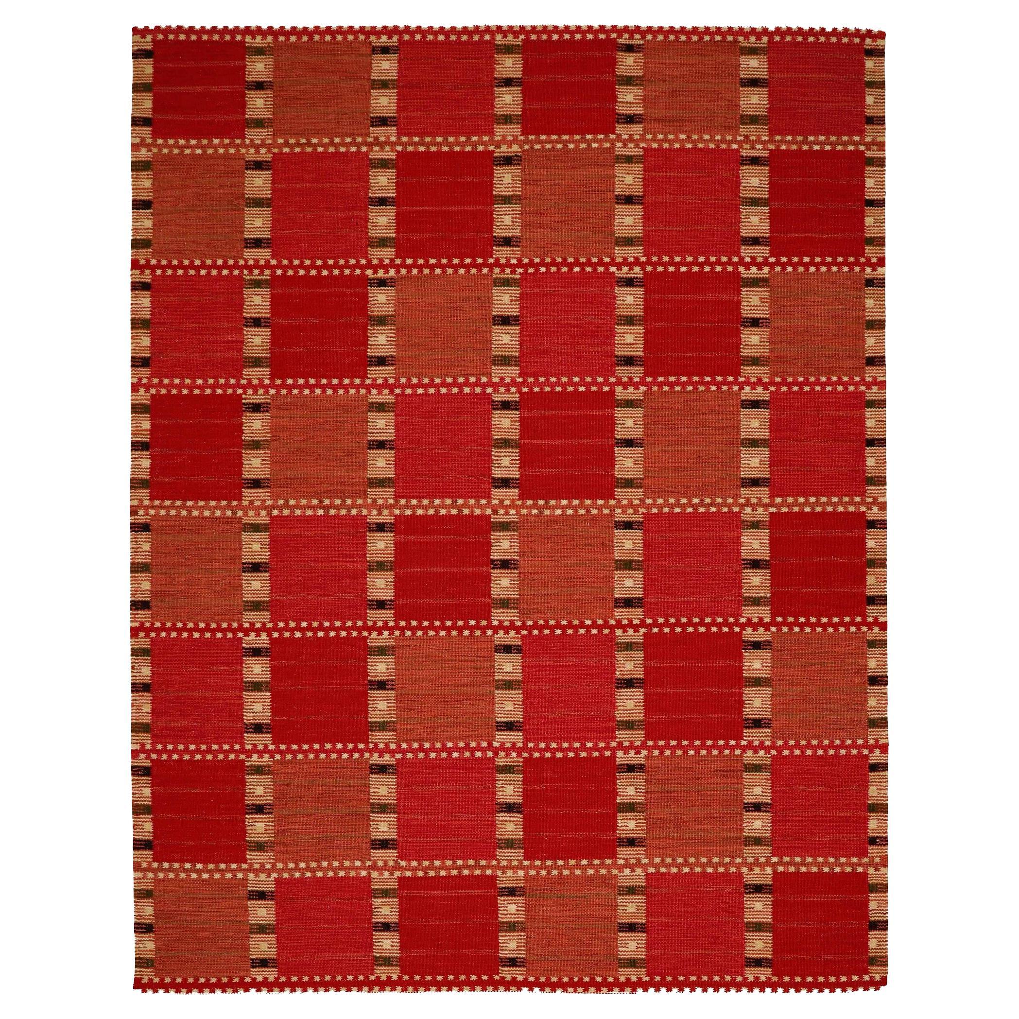 India Swedish Collection Area Rugs - Wool Ivory Red Design - 93423