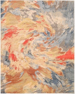 India Modern Area Rugs - Wool Blue Brown Ivory Red Yellow - 93849