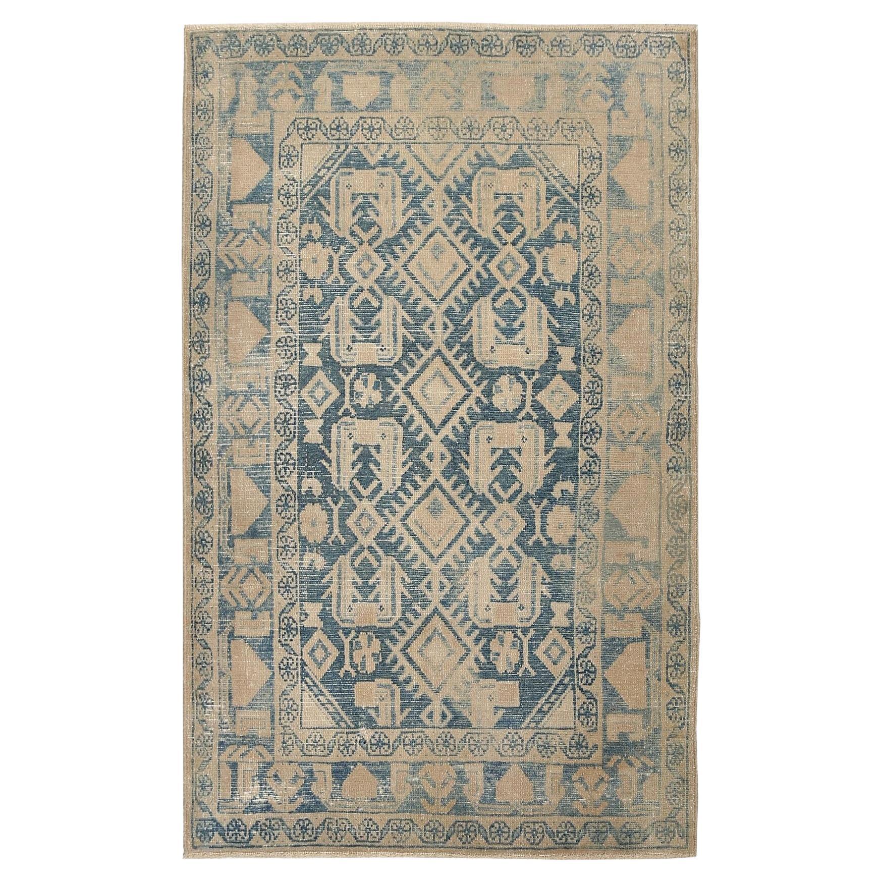 Alfombra Persa Hamadan Small - Lana Azul Marfil Design - 96723