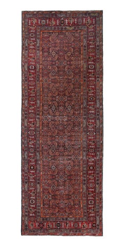 Tapis de sol persan Malayer - Laine Brown Orange Rouge Design - 97189