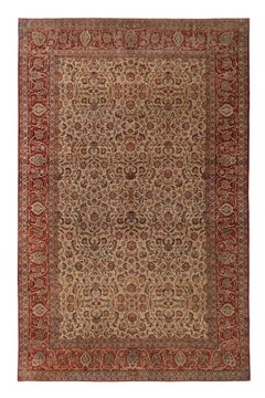 Persian Isfahan Over Size Rug - Wool Ivory Red Design - 97245