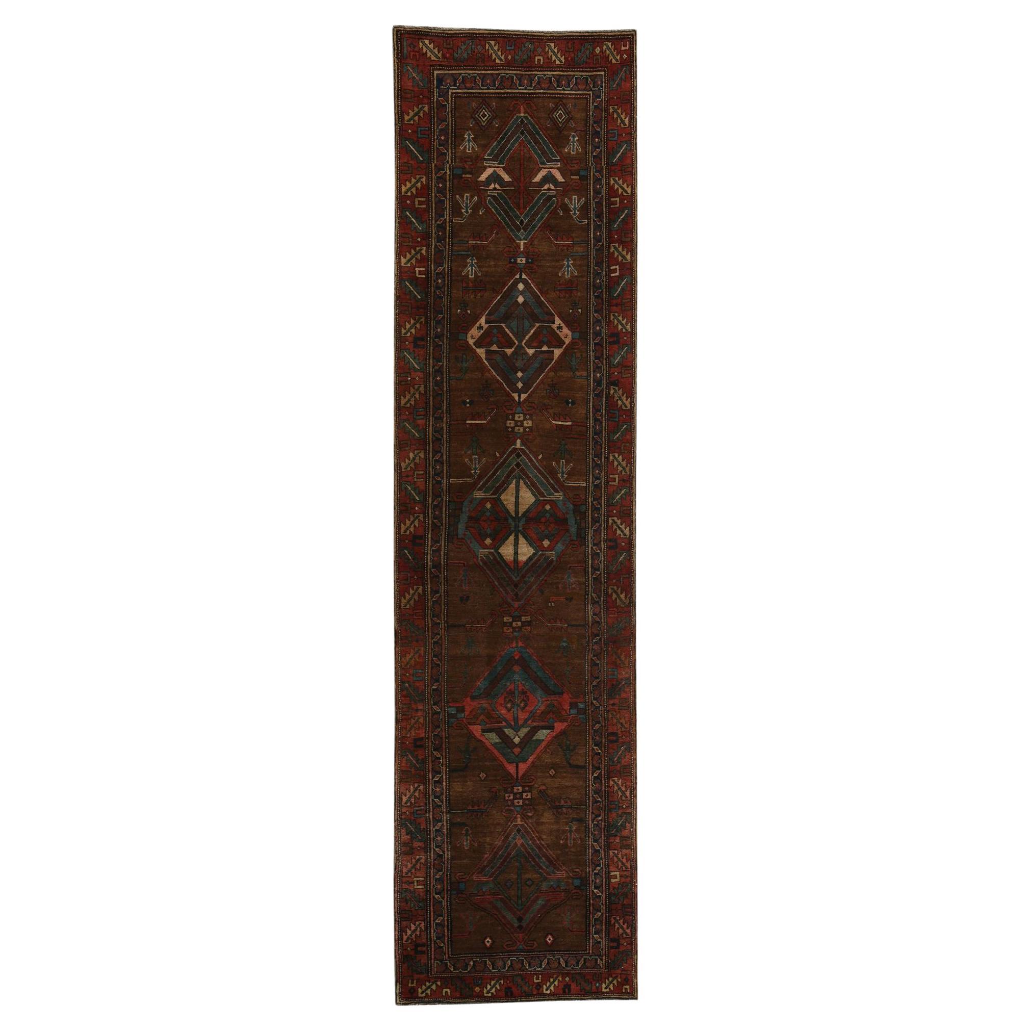 Discover the elegance of Persian Bijar featuring Runner Rug in Circa 1910. Designed with Wool and Brown, this exclusive design is perfect for enhancing your space.