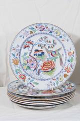 Set of Mason's Ironstone Dinner and Soup Dishes in "Flying Bird" Pattern