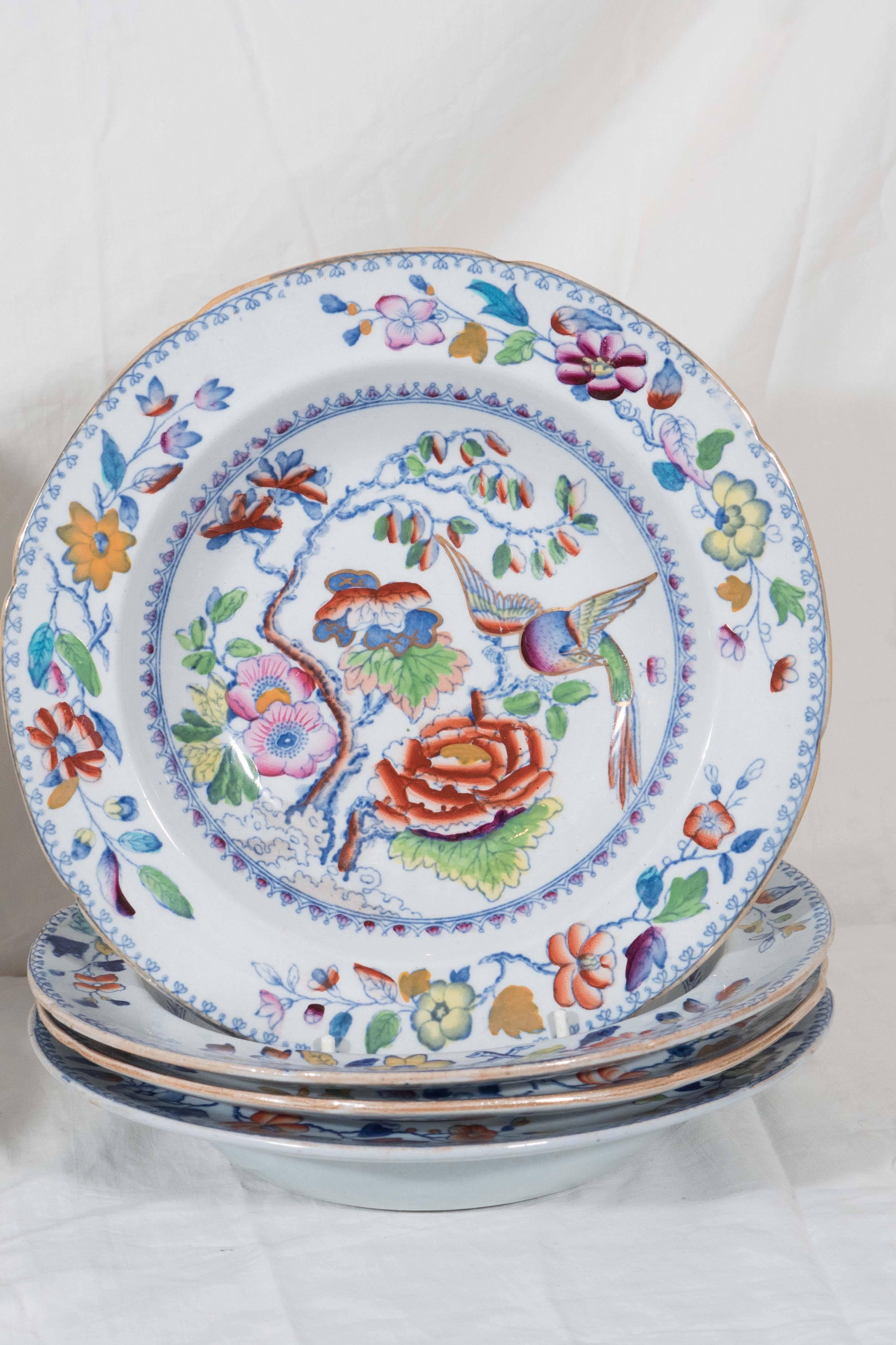 Chinoiserie Set of Mason's Ironstone Dinner and Soup Dishes in 