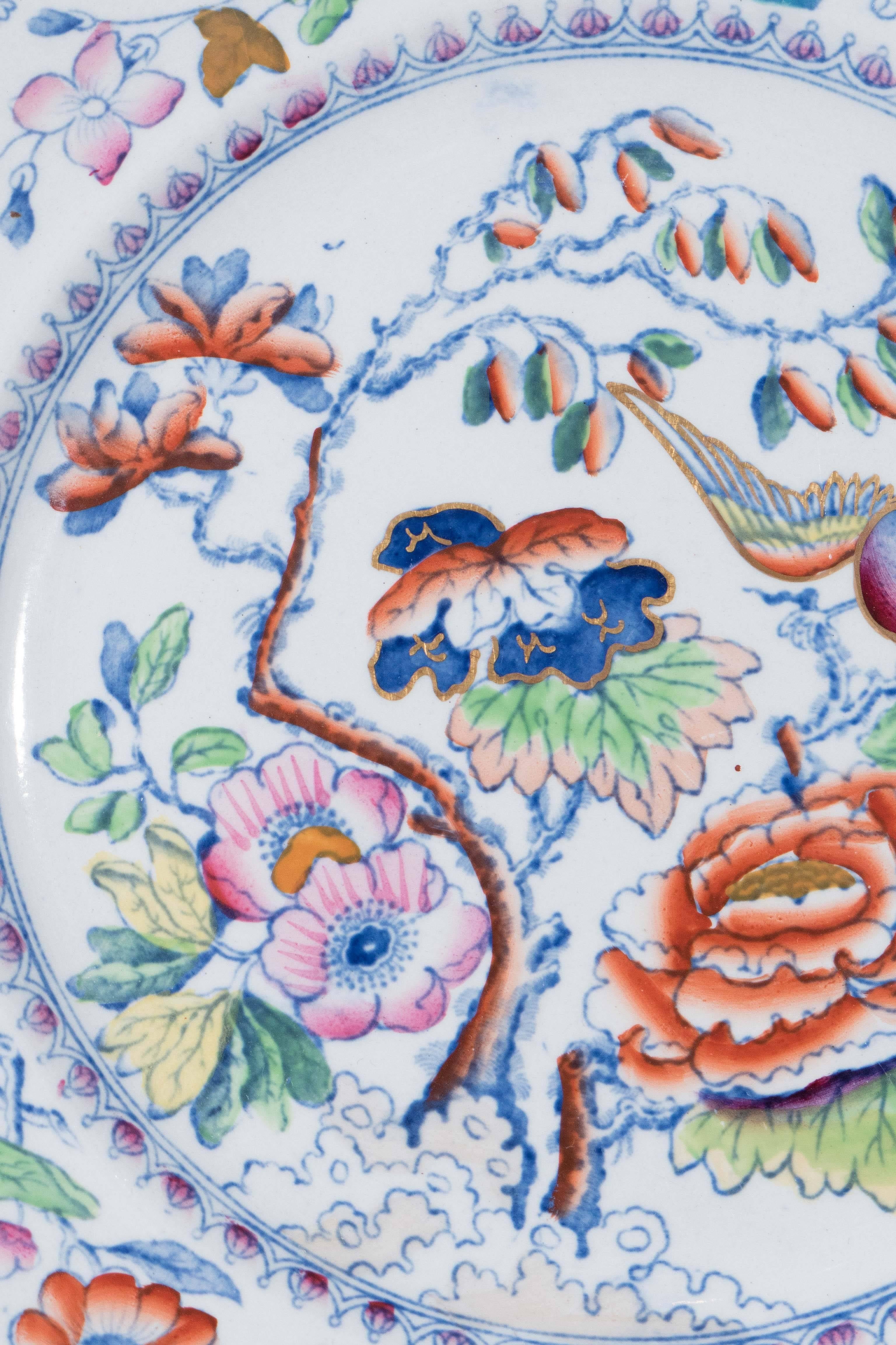 19th Century Set of Mason's Ironstone Dinner and Soup Dishes in 