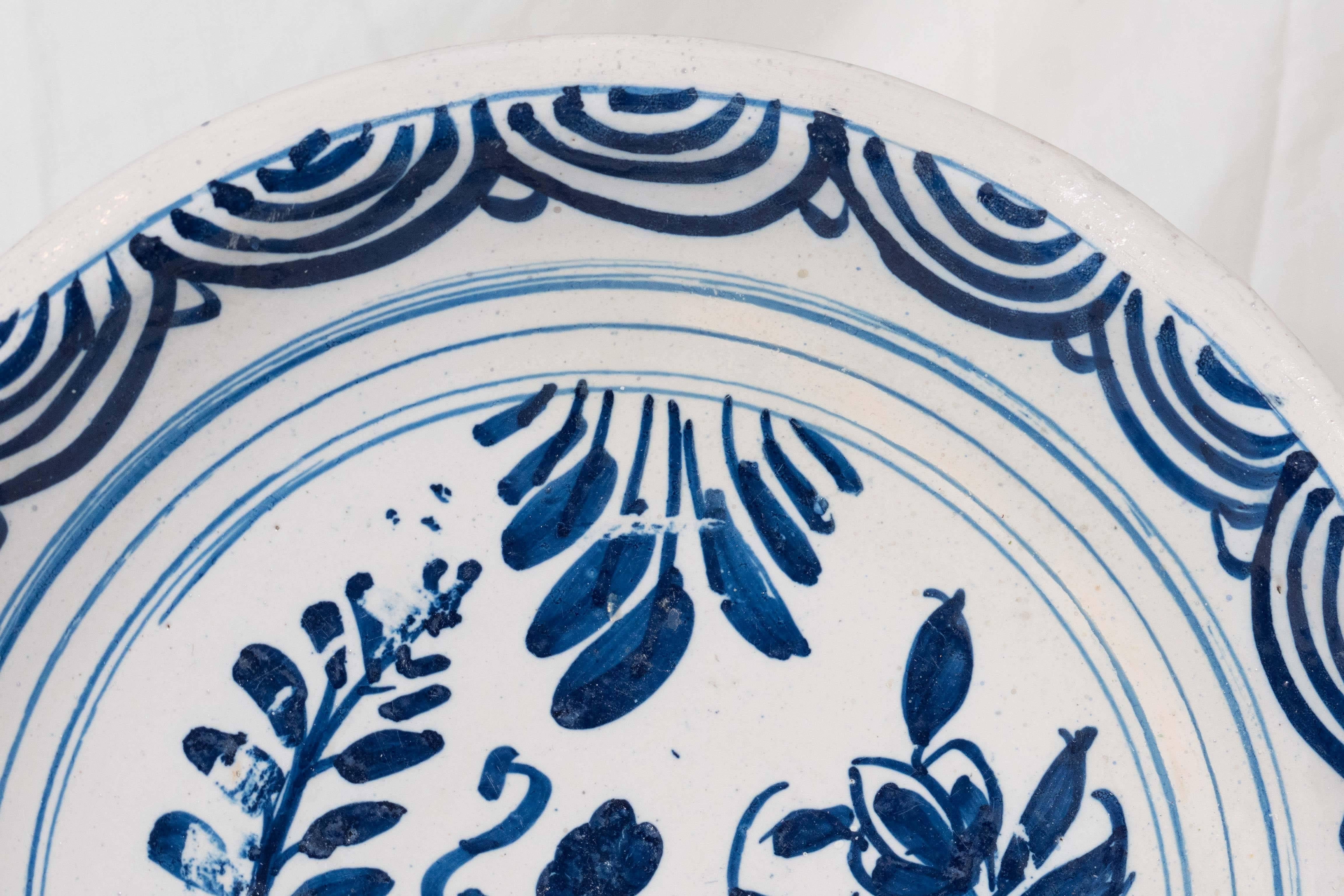 Chinoiserie Blue and White Delft Charger Early 18th Century Netherlands Circa 1720 For Sale