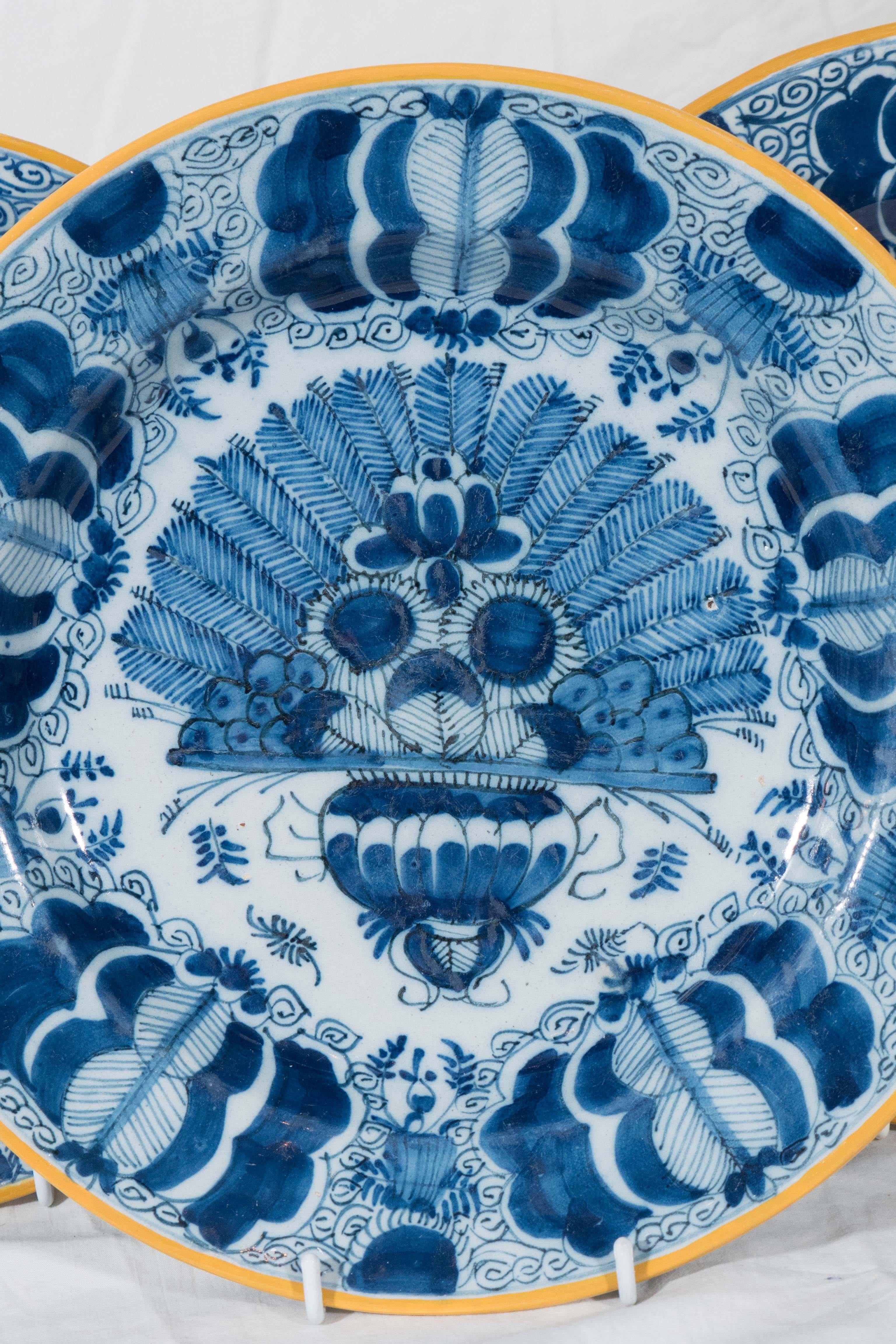 Chinoiserie Antique Blue and White Dutch Delft Chargers 