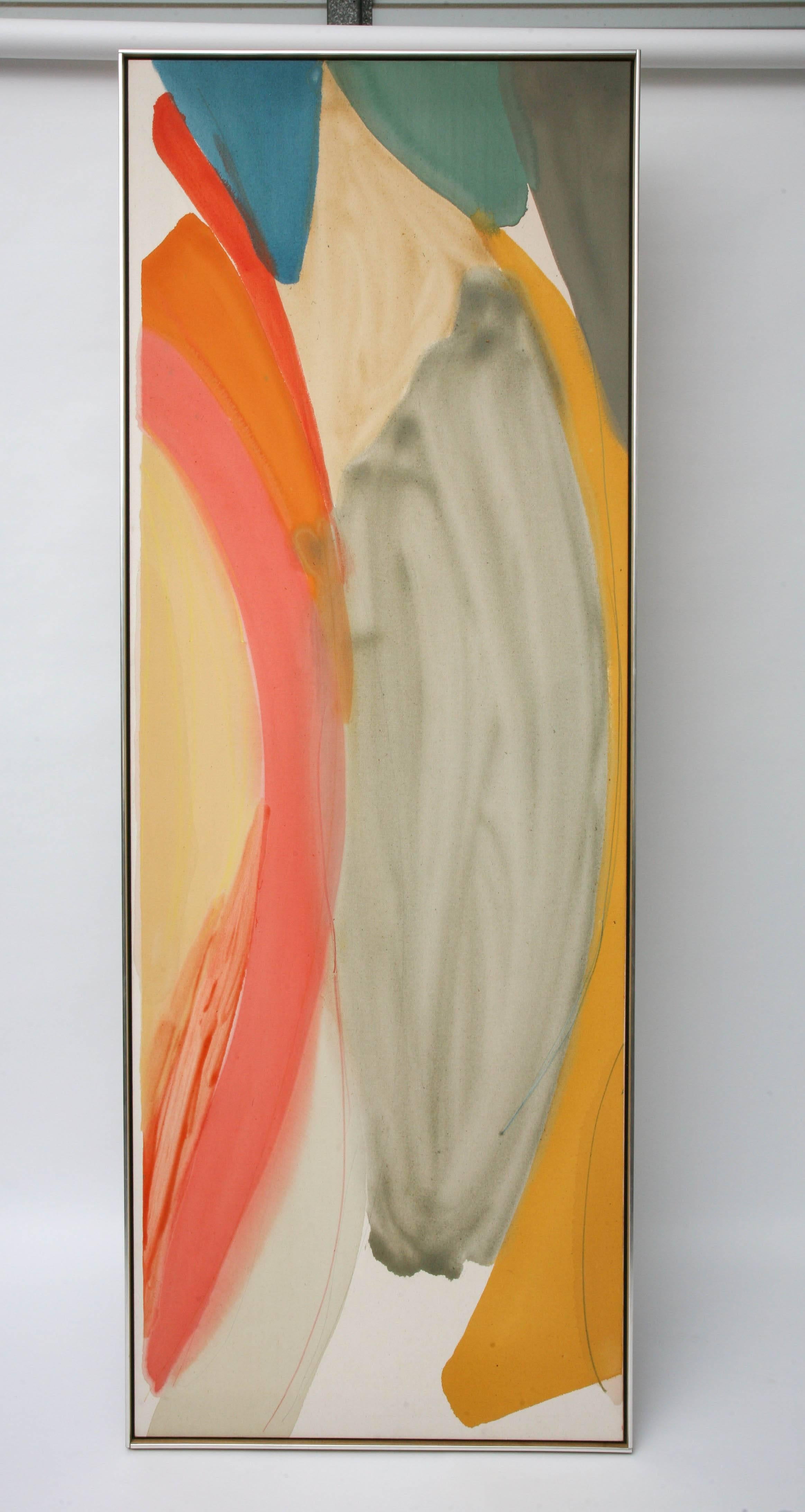 Large 94" H Larry Zox painting.
Signed on the back with a Hokin Gallery label.
Title: "Crescent."