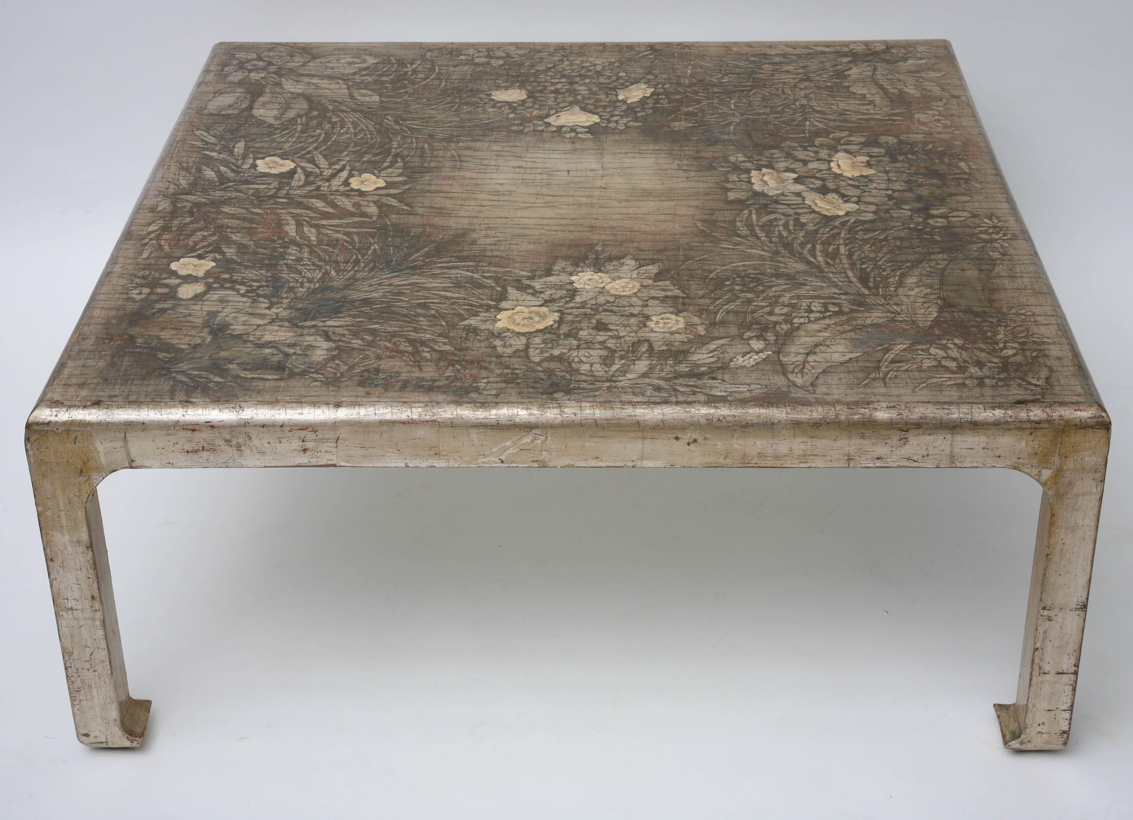 Max Kuehne coffee table with original silver leaf.