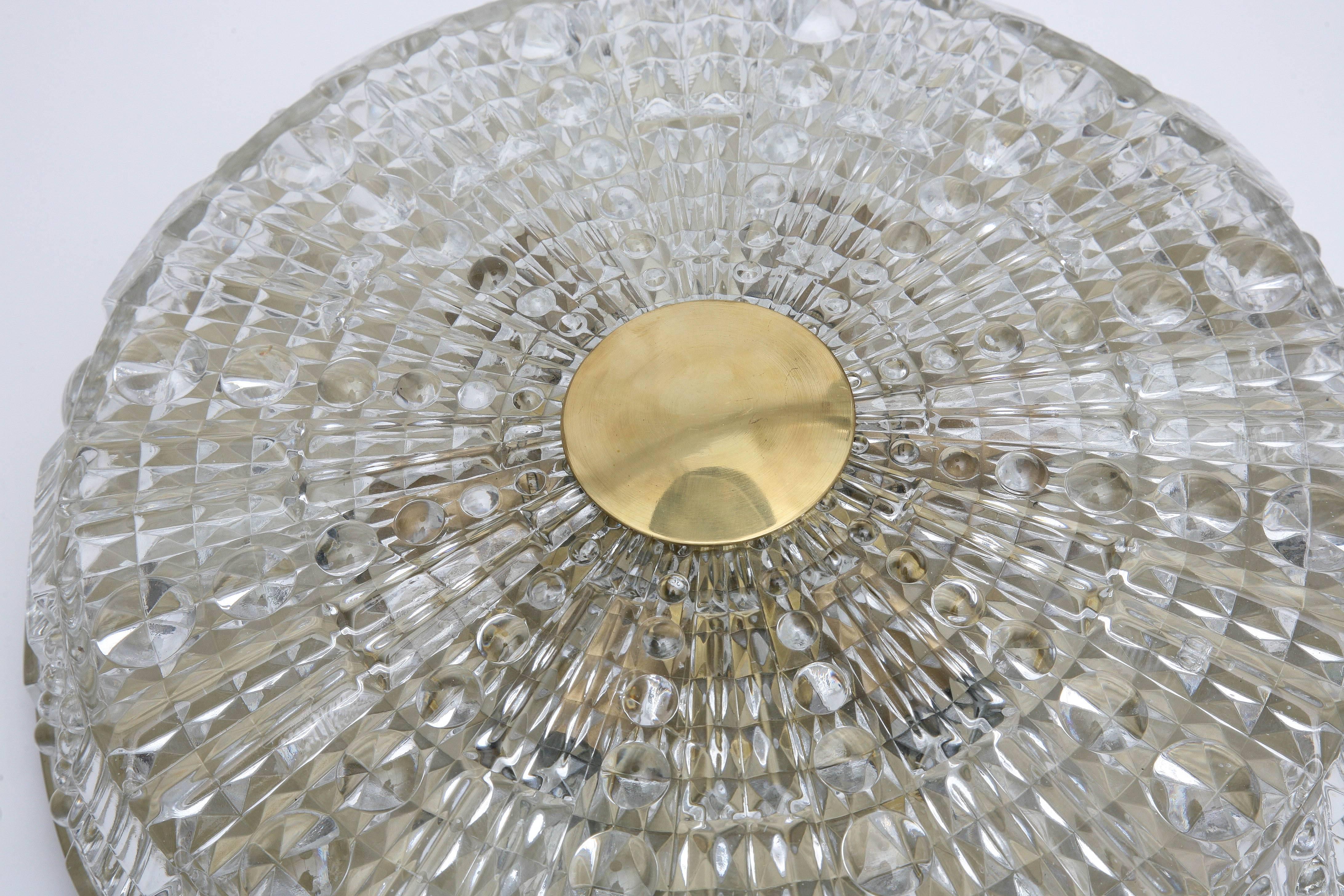 20th Century Pair of Orrefors Crystal Flush Mount Light Fixtures by Carl Fagerlund, 1960s