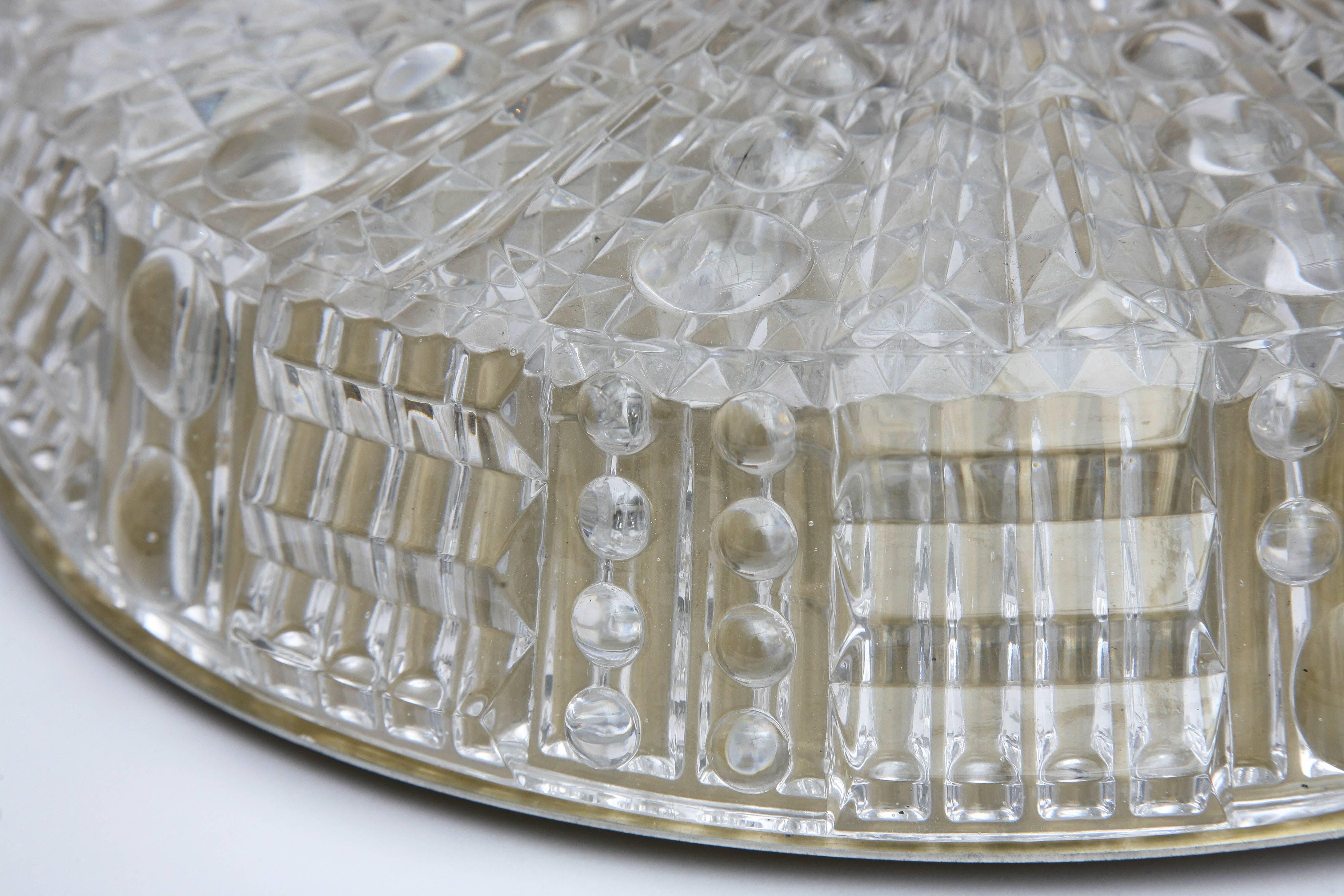 Pair of Orrefors Crystal Flush Mount Light Fixtures by Carl Fagerlund, 1960s 1