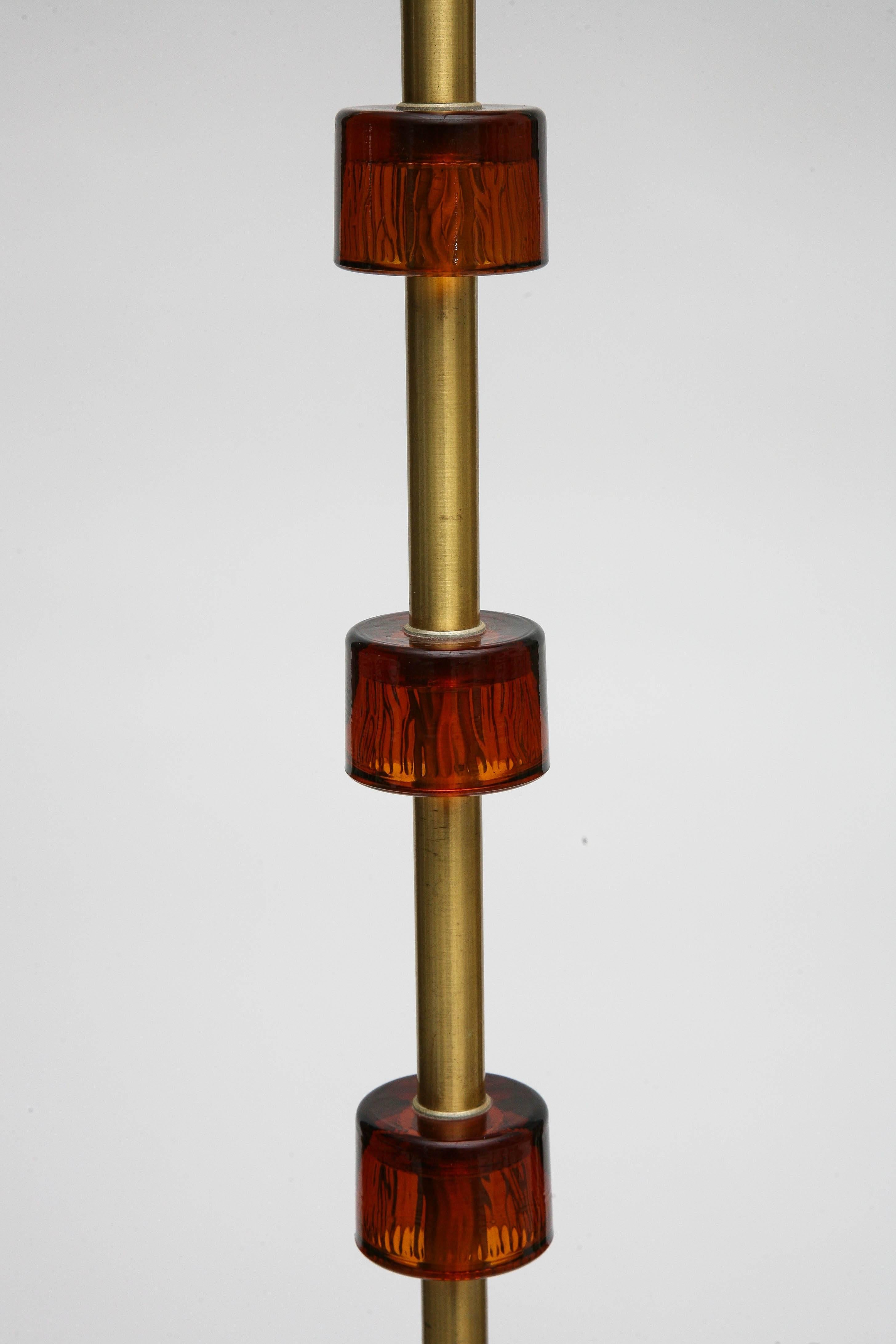 Carl Fagerlund Floor Lamp with Amber Crystal by Orrefors, 1960, Swedish For Sale 1