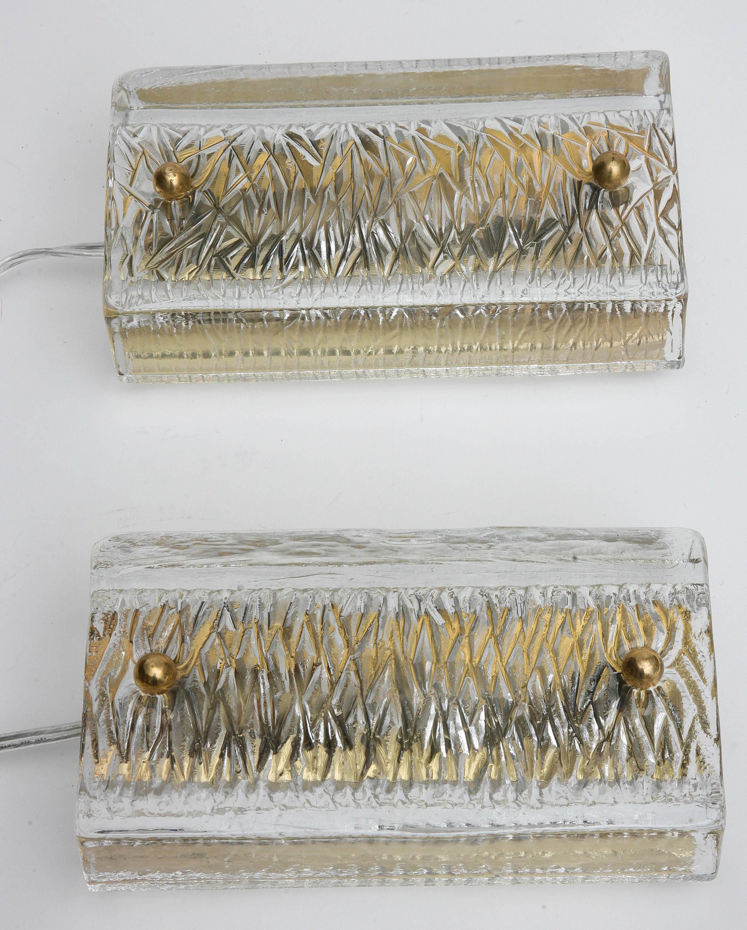 Scandinavian Modern Pair of Orrefors Crystal Sconces by Carl Fagerlund, Swedish, 1960s