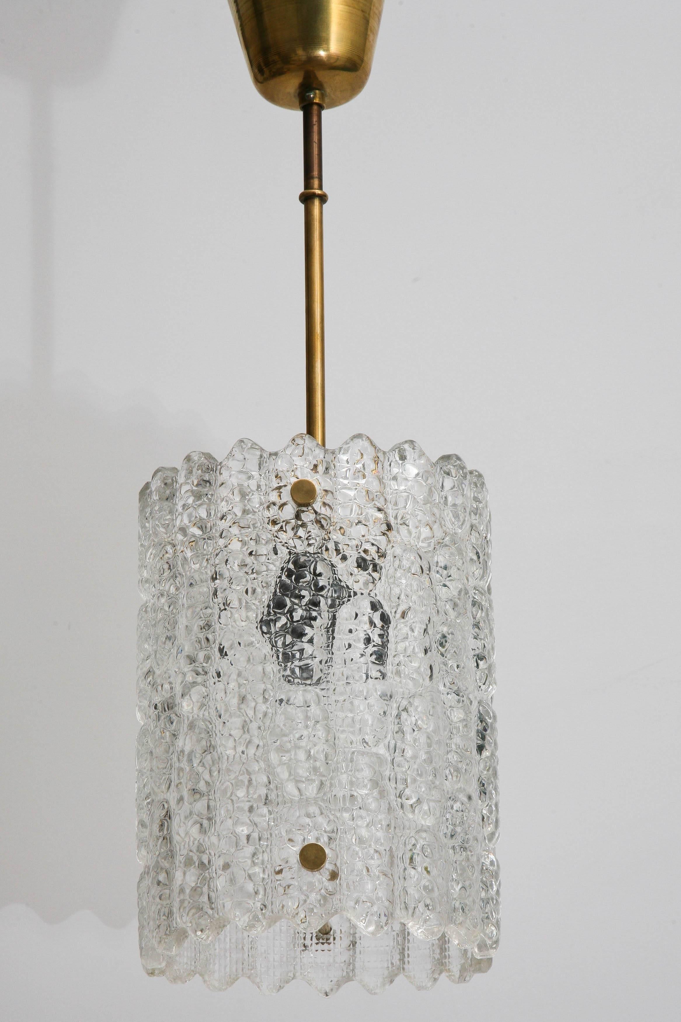 Orrefors Crystal Pendant Light by Carl Fagerlund, Swedish, 1960s In Good Condition For Sale In West Palm Beach, FL