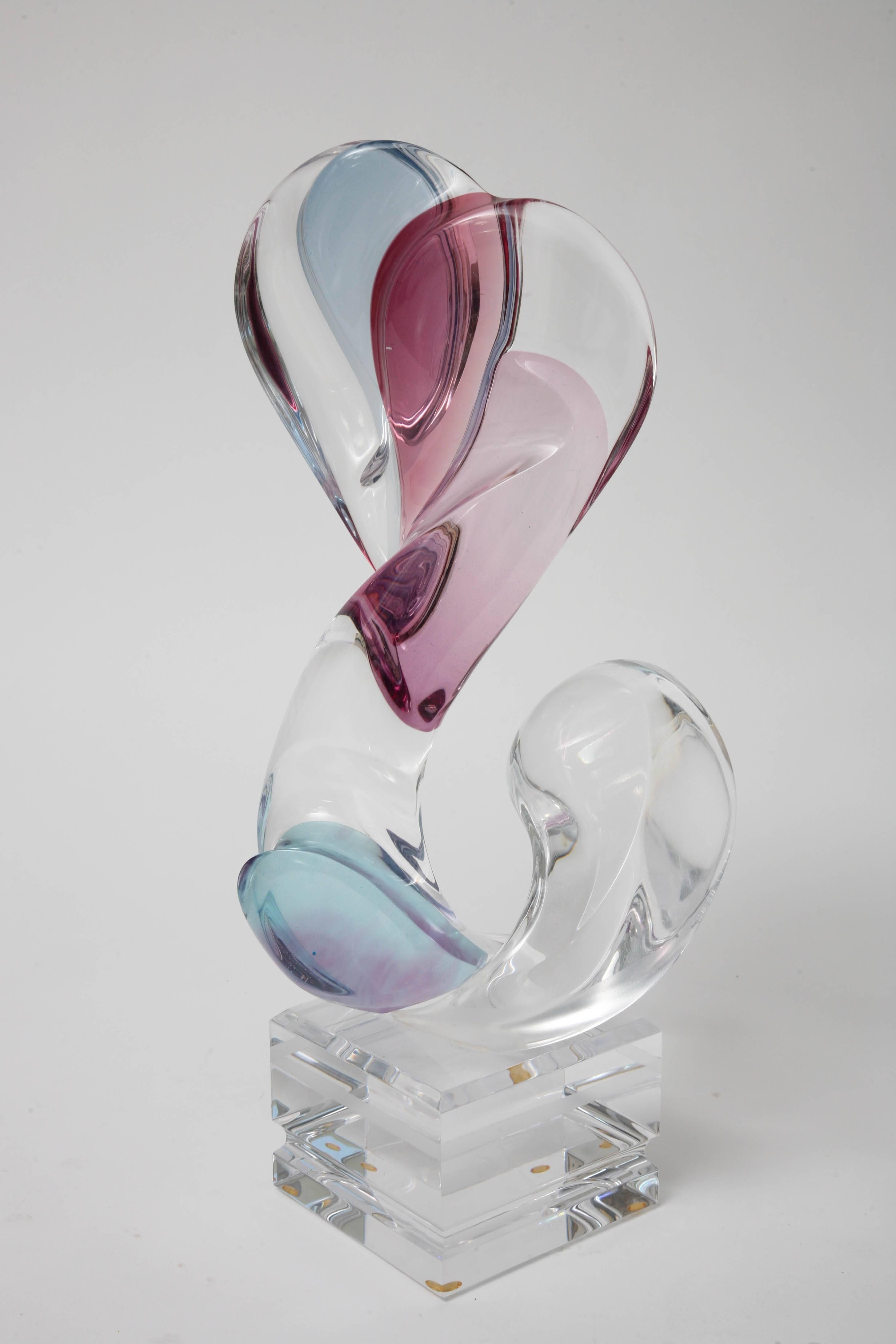 Modern Multi-Colored Lucite Figural Sculpture of Two Lovers Embracing by Michael Bene