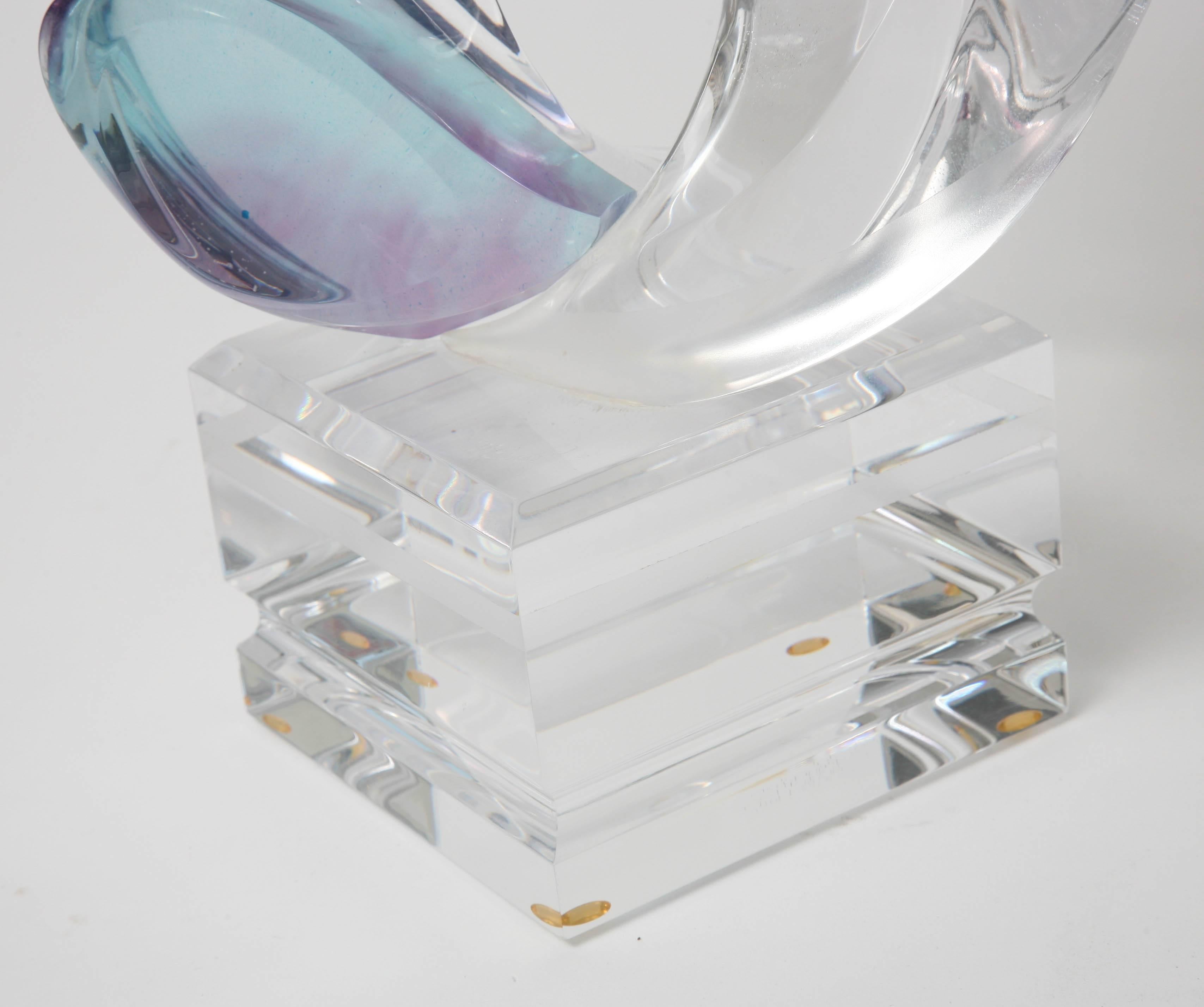 Unknown Multi-Colored Lucite Figural Sculpture of Two Lovers Embracing by Michael Bene