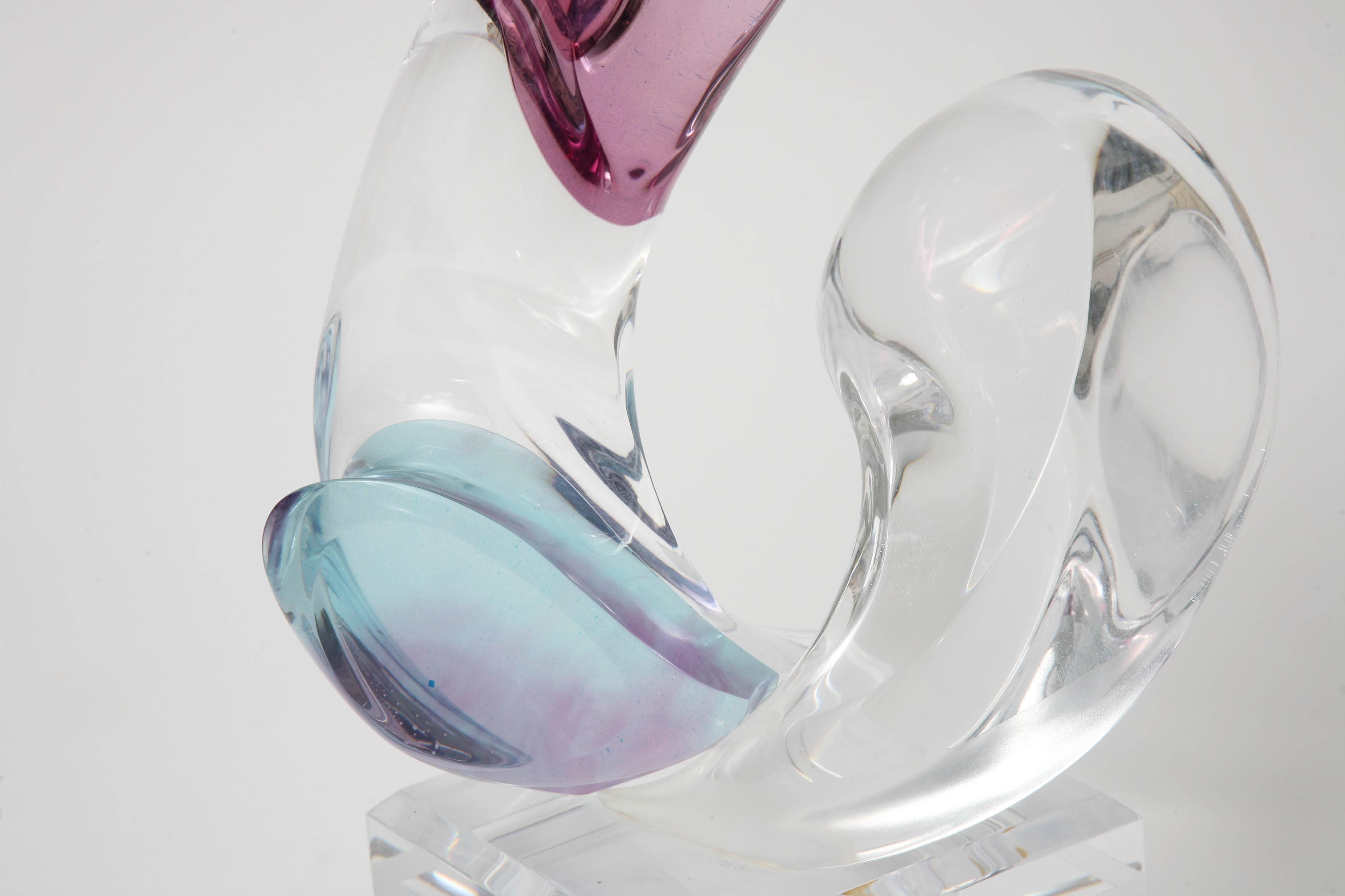 20th Century Multi-Colored Lucite Figural Sculpture of Two Lovers Embracing by Michael Bene