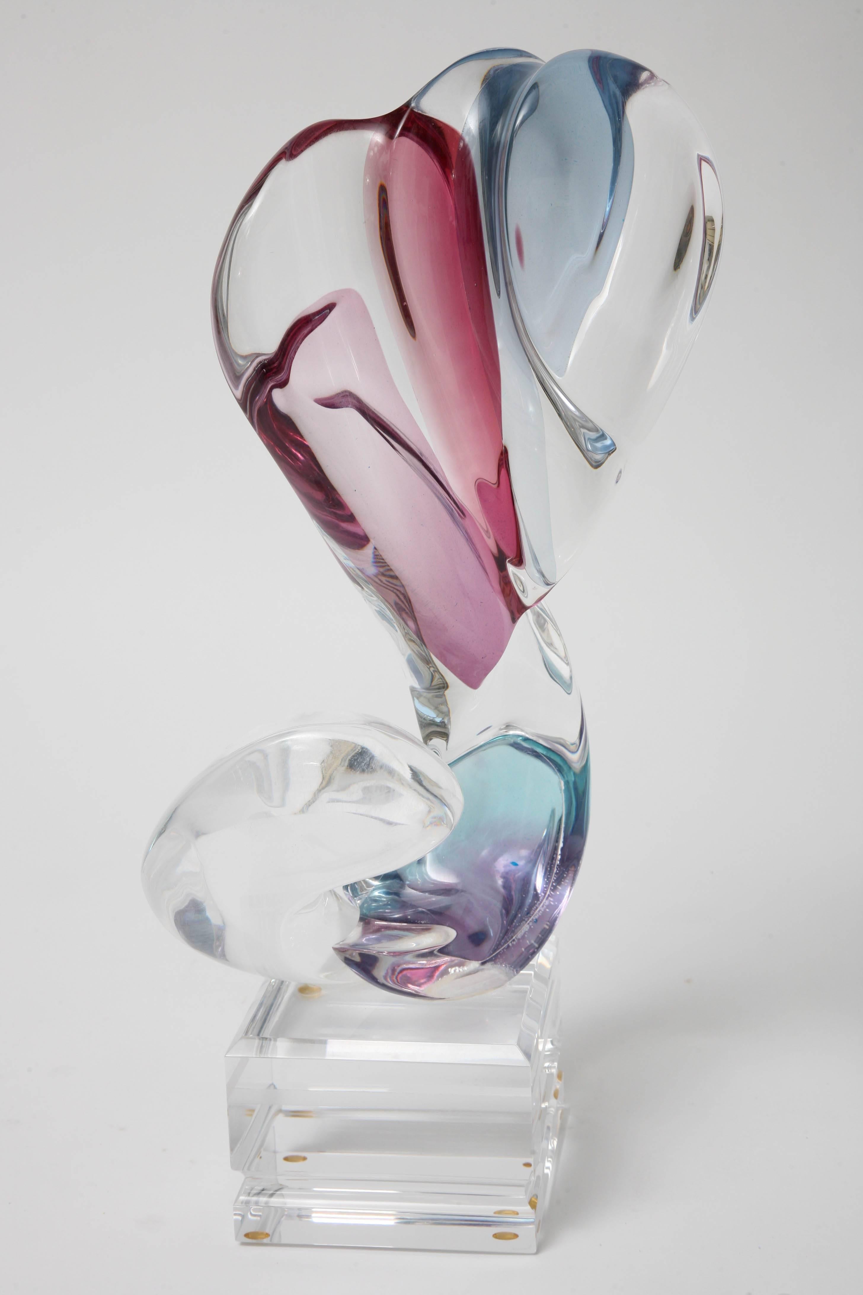 Multi-Colored Lucite Figural Sculpture of Two Lovers Embracing by Michael Bene 1