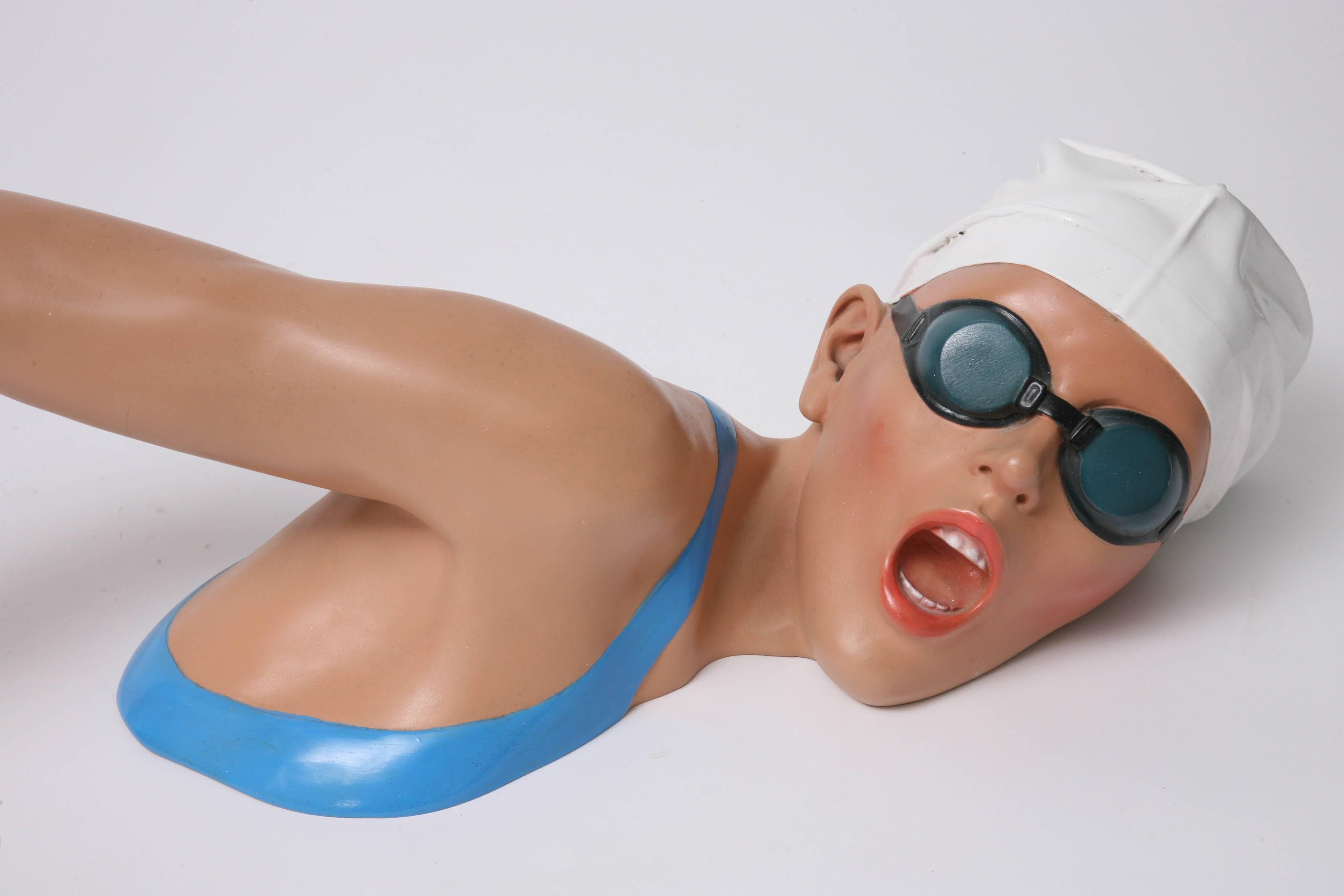 20th Century Life-Like Sculpture of a Swimming Woman in the Style of Carole A. Feuerman