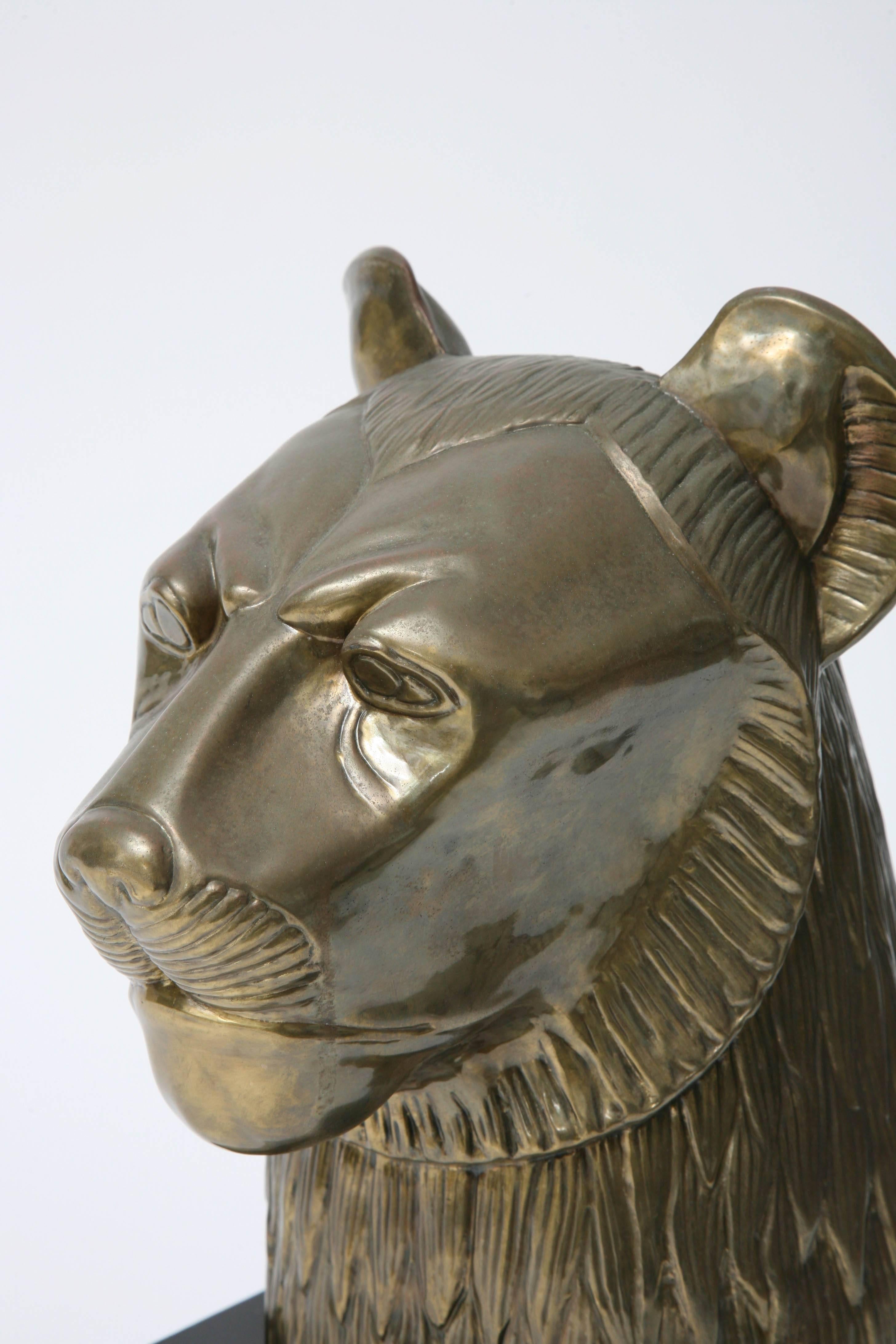 American Egyptian Style, Brass Plated Sculpture by Chapman of the Lioness Goddess Sekhmet