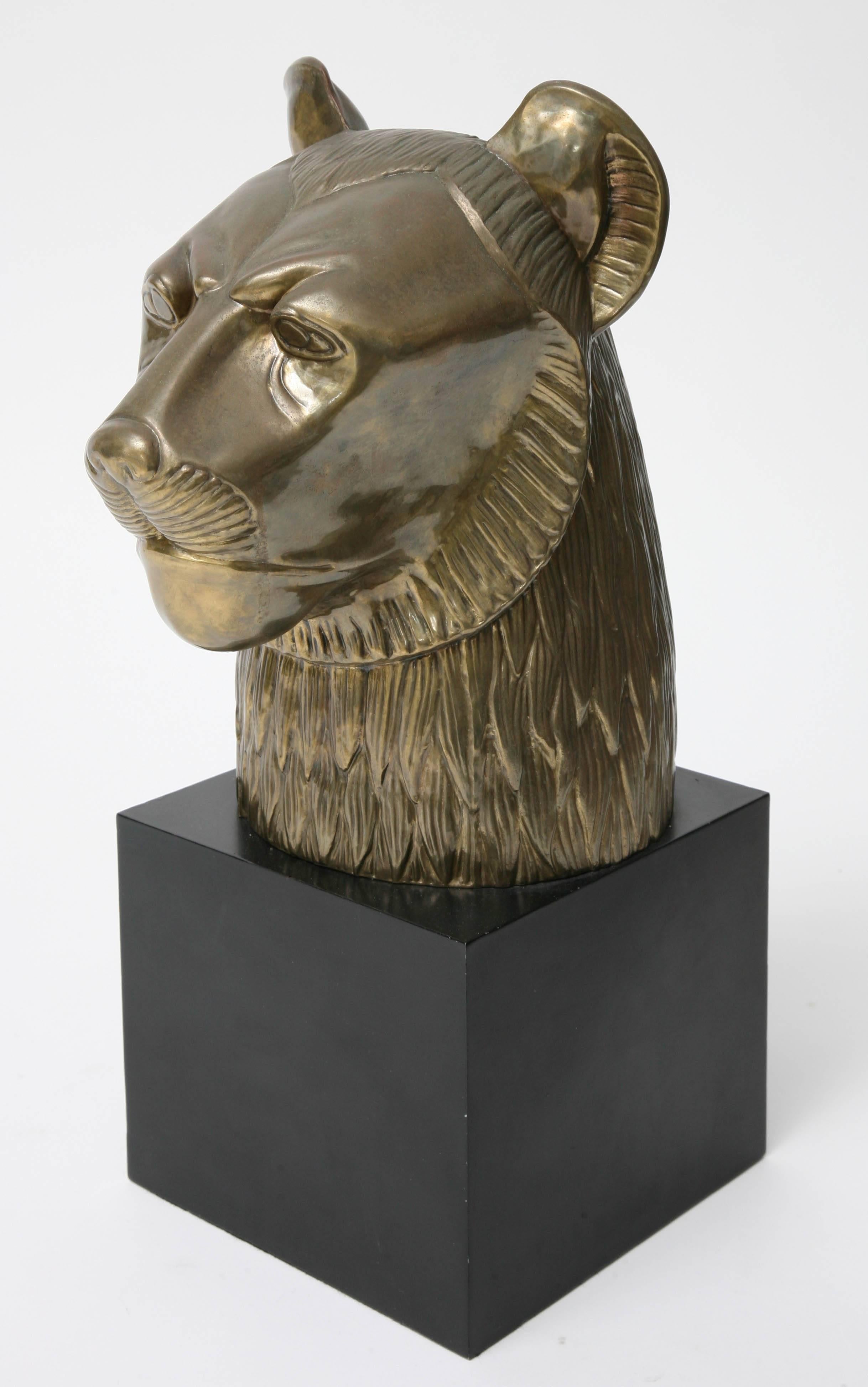 Cast Egyptian Style, Brass Plated Sculpture by Chapman of the Lioness Goddess Sekhmet