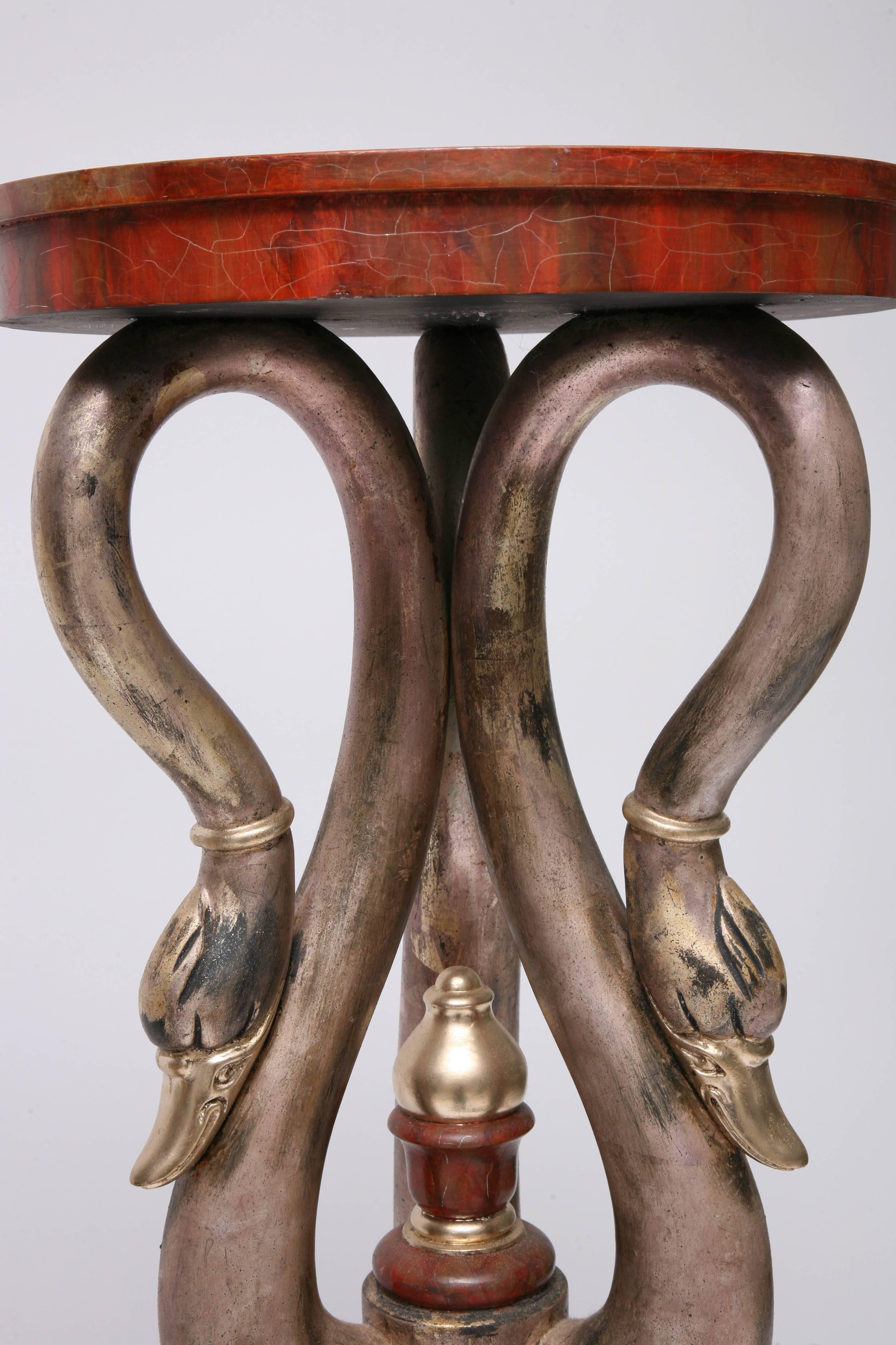 Painted Pair of Neoclassical, French Empire Style Swan Pedestals, Isabel O'neil Studio