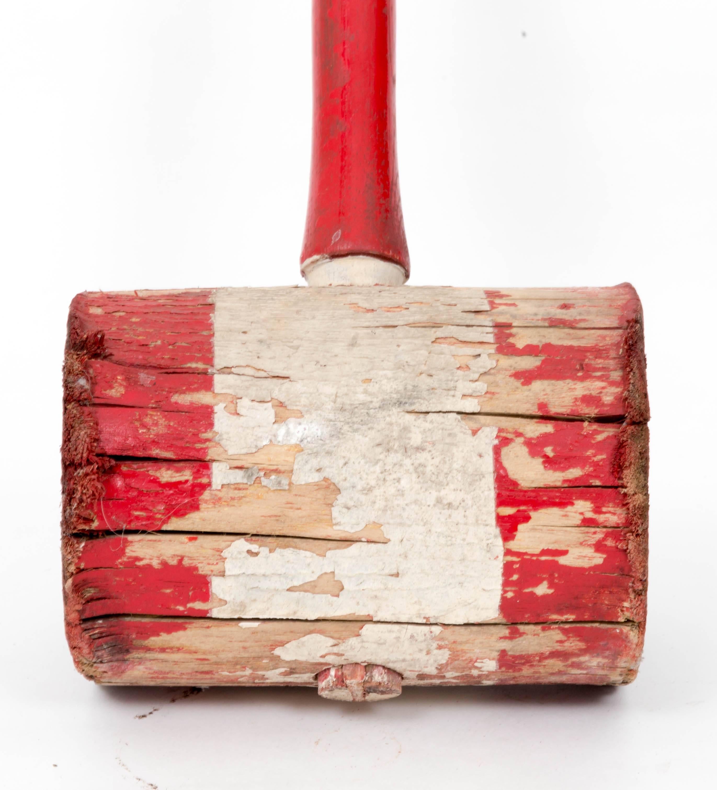 Large carnival strong man's mallet from Coney Island, rare with original paint.