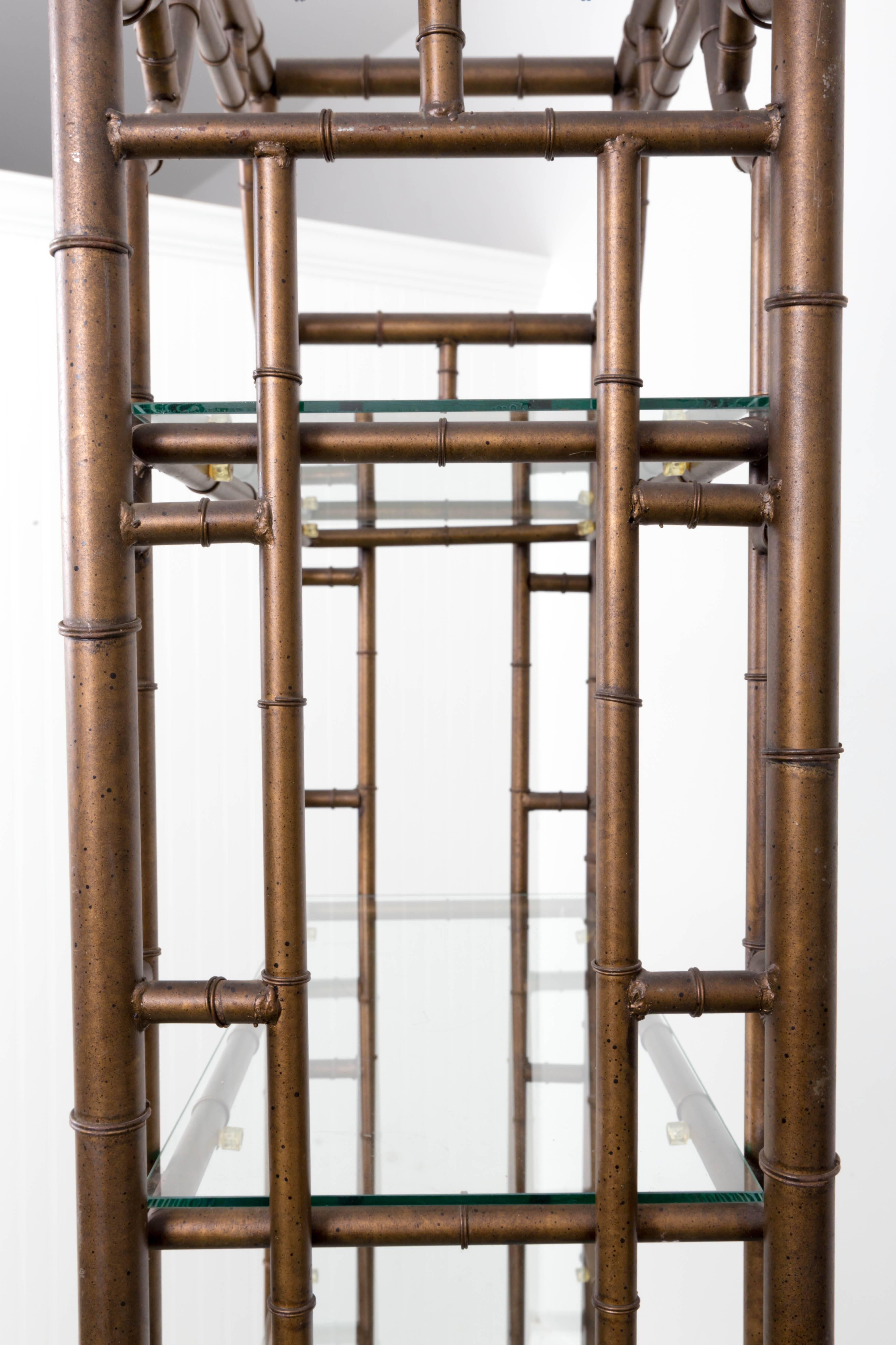 American Chinese Chippendale Pagoda Style Faux Bamboo Etagere