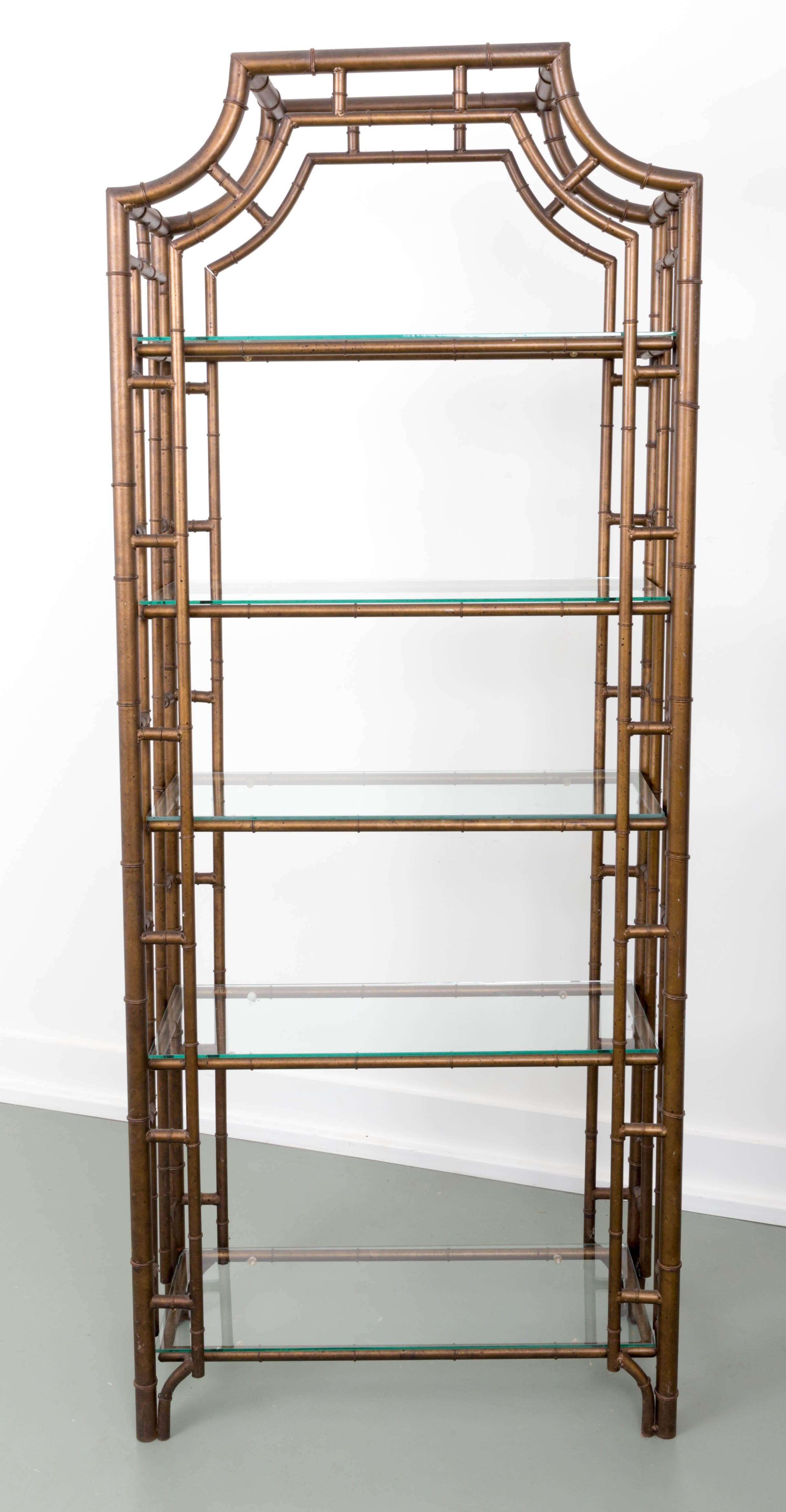 20th Century Chinese Chippendale Pagoda Style Faux Bamboo Etagere