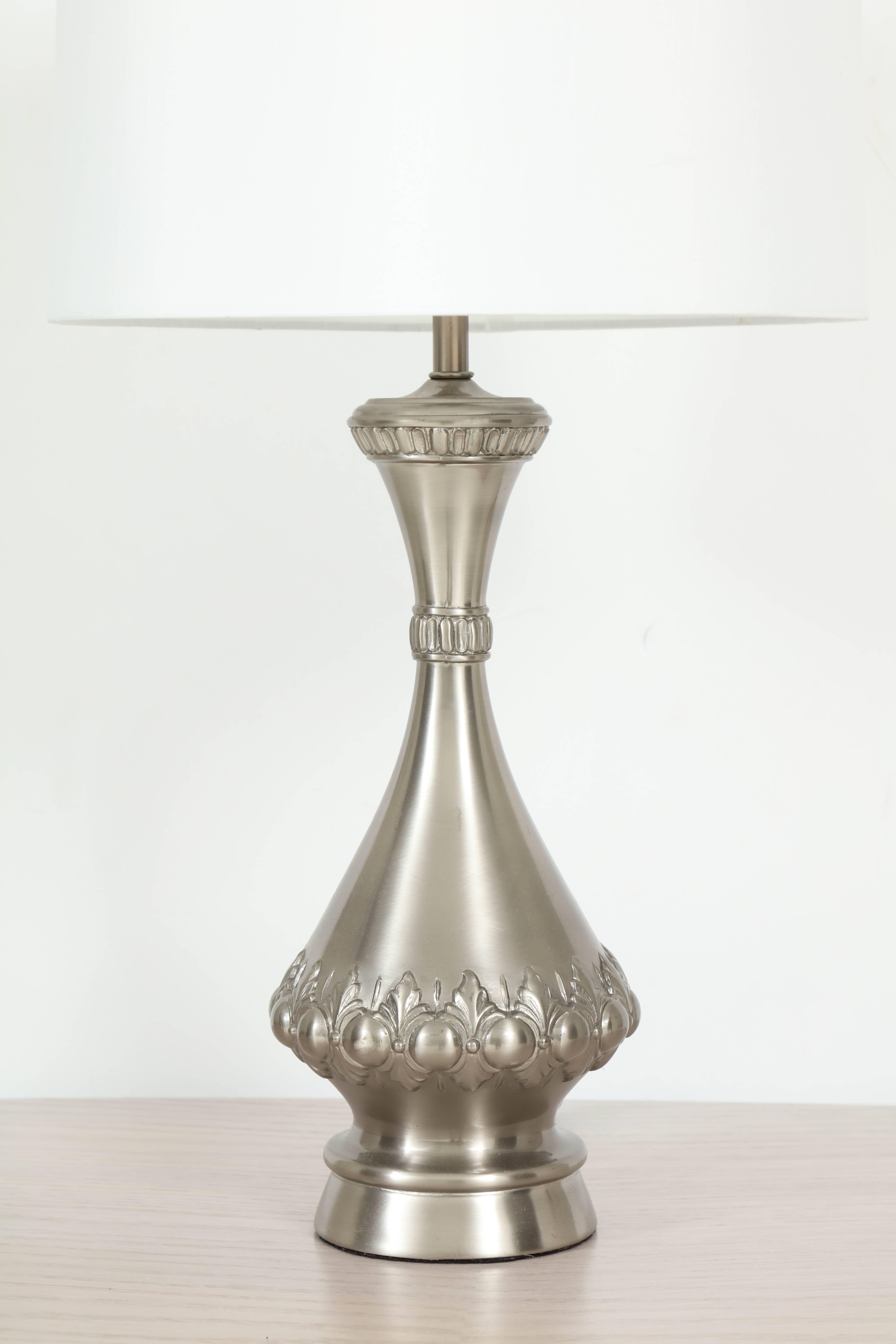 Brushed Nickel Lamps by Westwood Industries In Excellent Condition For Sale In New York, NY