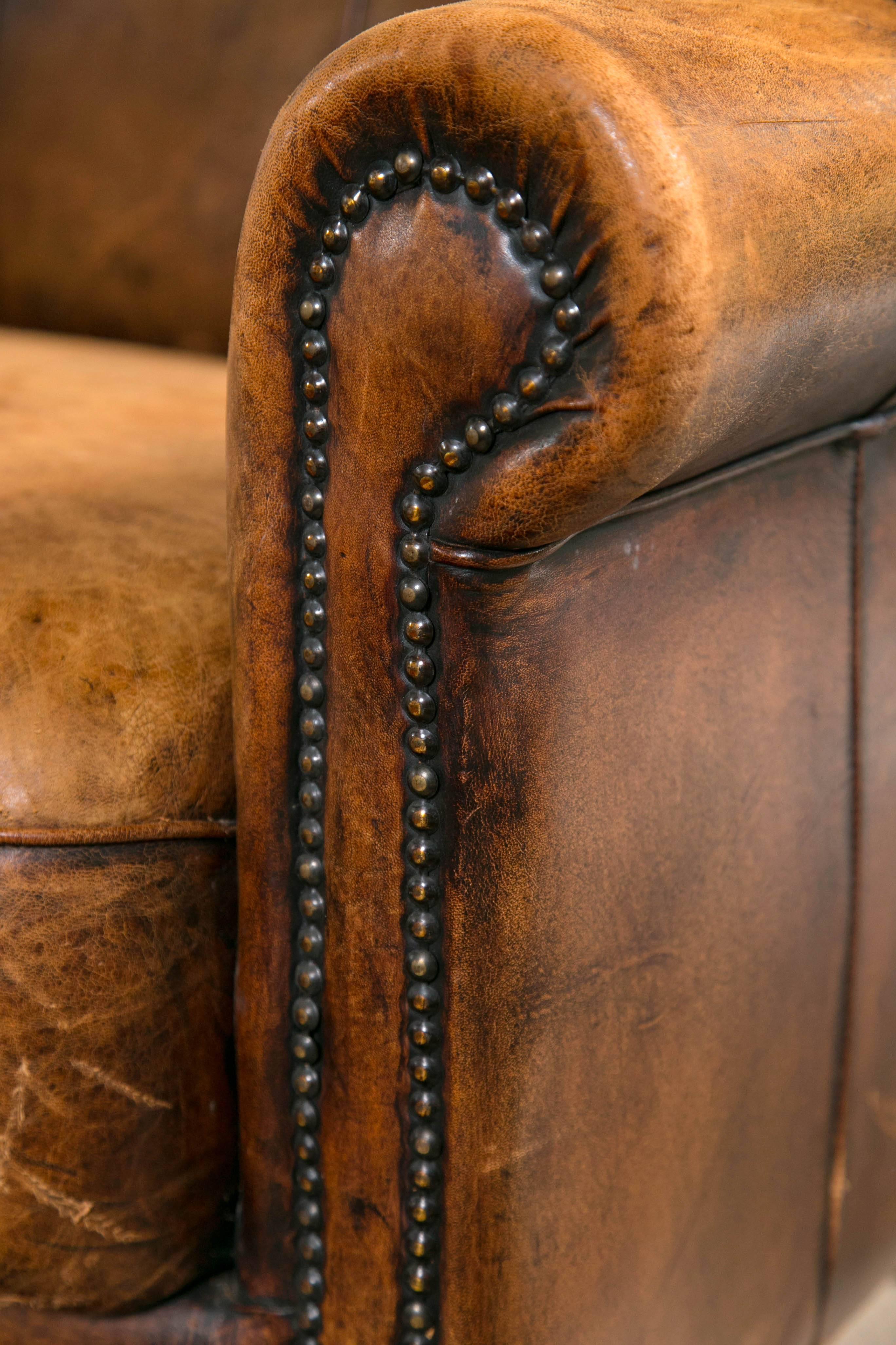 vintage distressed leather sofa