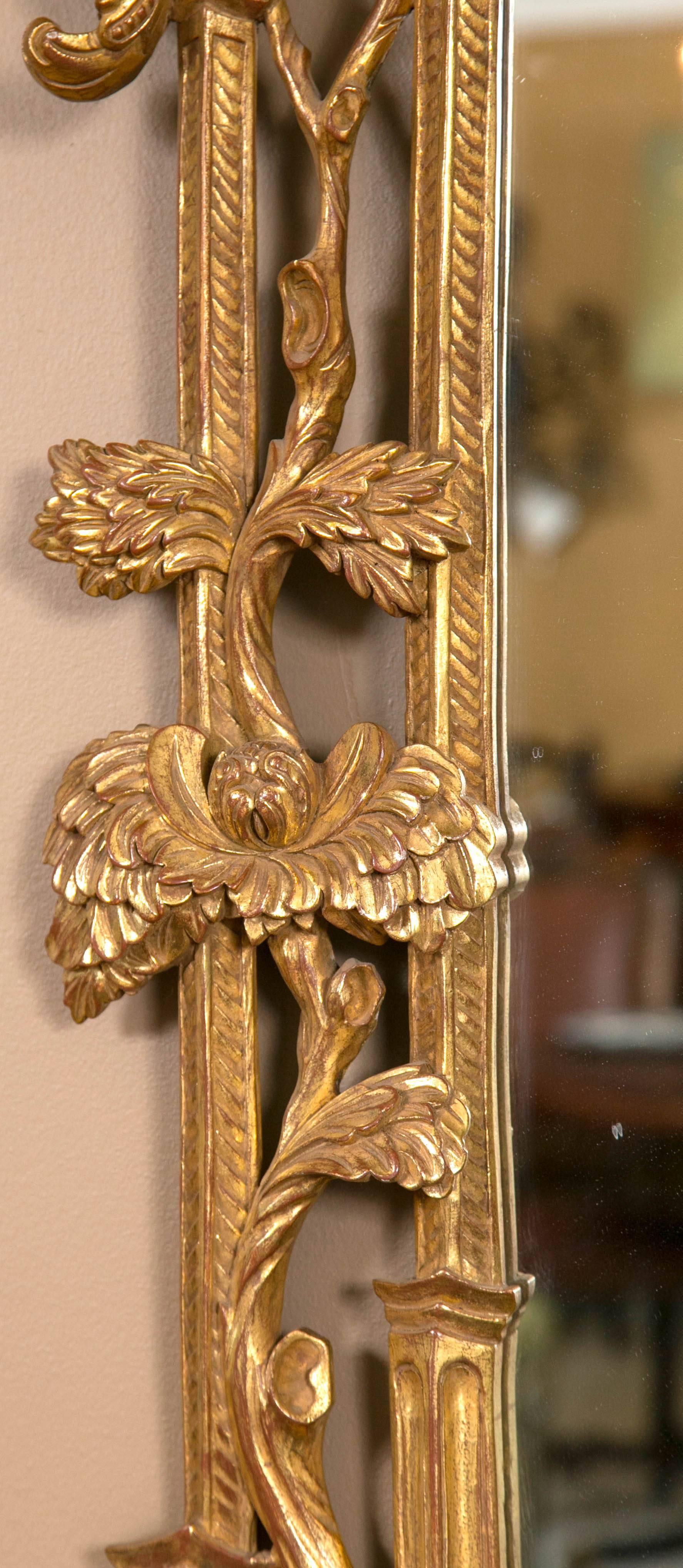 Pair of Italian Gilt Gold Chinese Chippendale Style Wooden Wall Mirrors 3