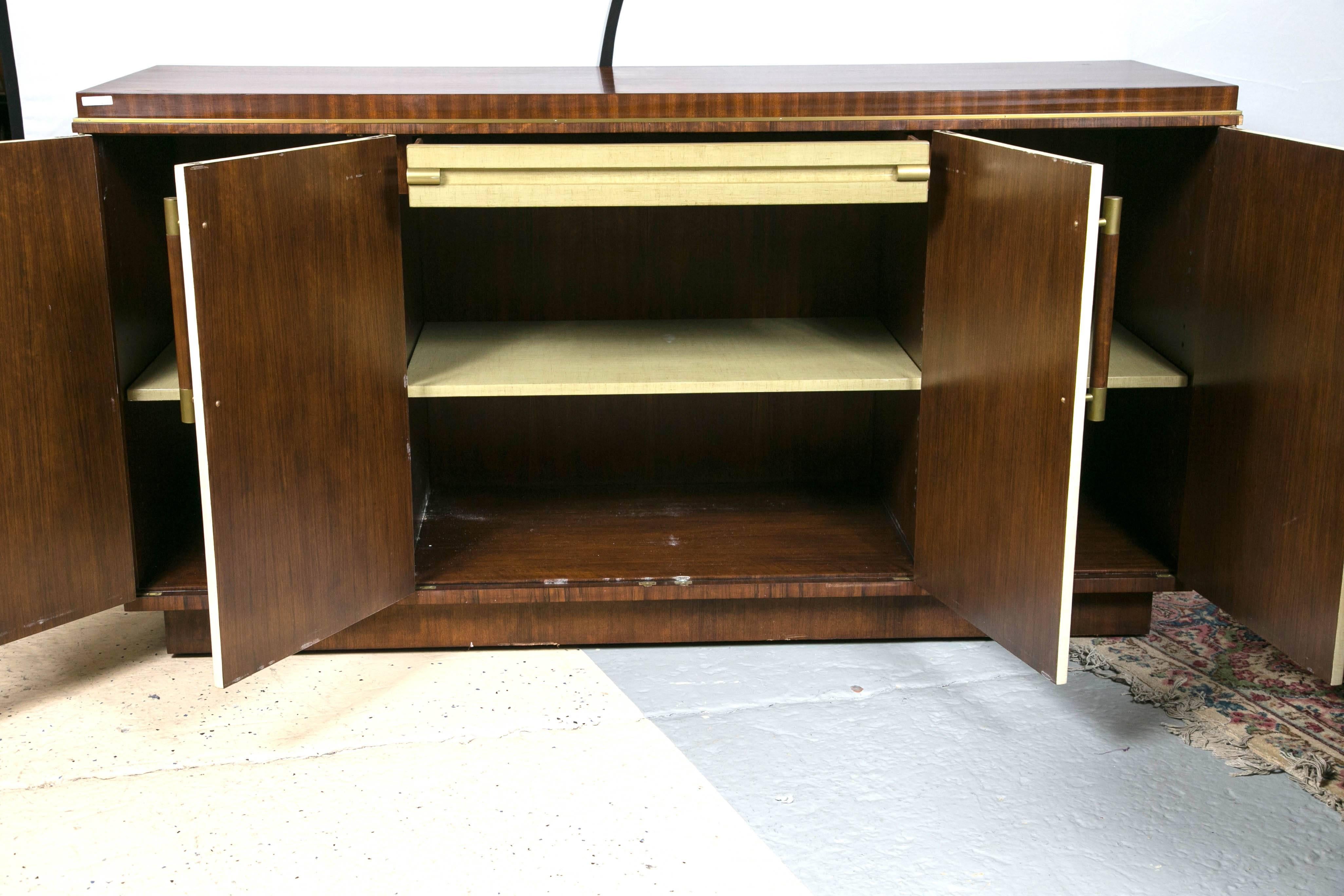 Late 20th Century Jonathan Charles Buffet Sideboard Rosewood and Parchment