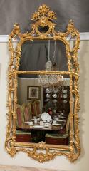 Pair of Chinese Chippendale Style Italian Gilt Wooden Wall Console Mirrors