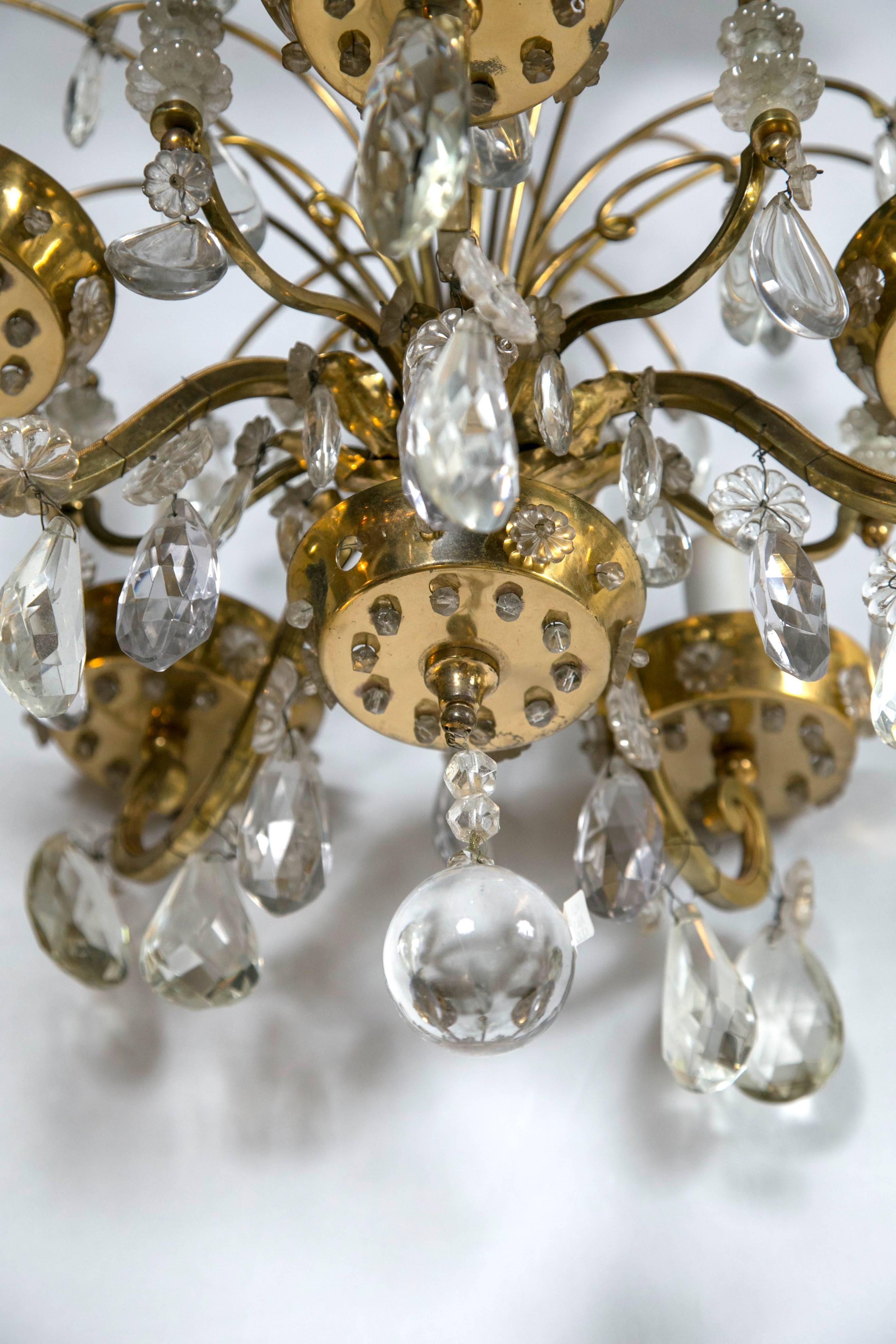 A Fine Bronze And Crystal French Art Deco Chandelier by Maison Jansen Five Arm 2