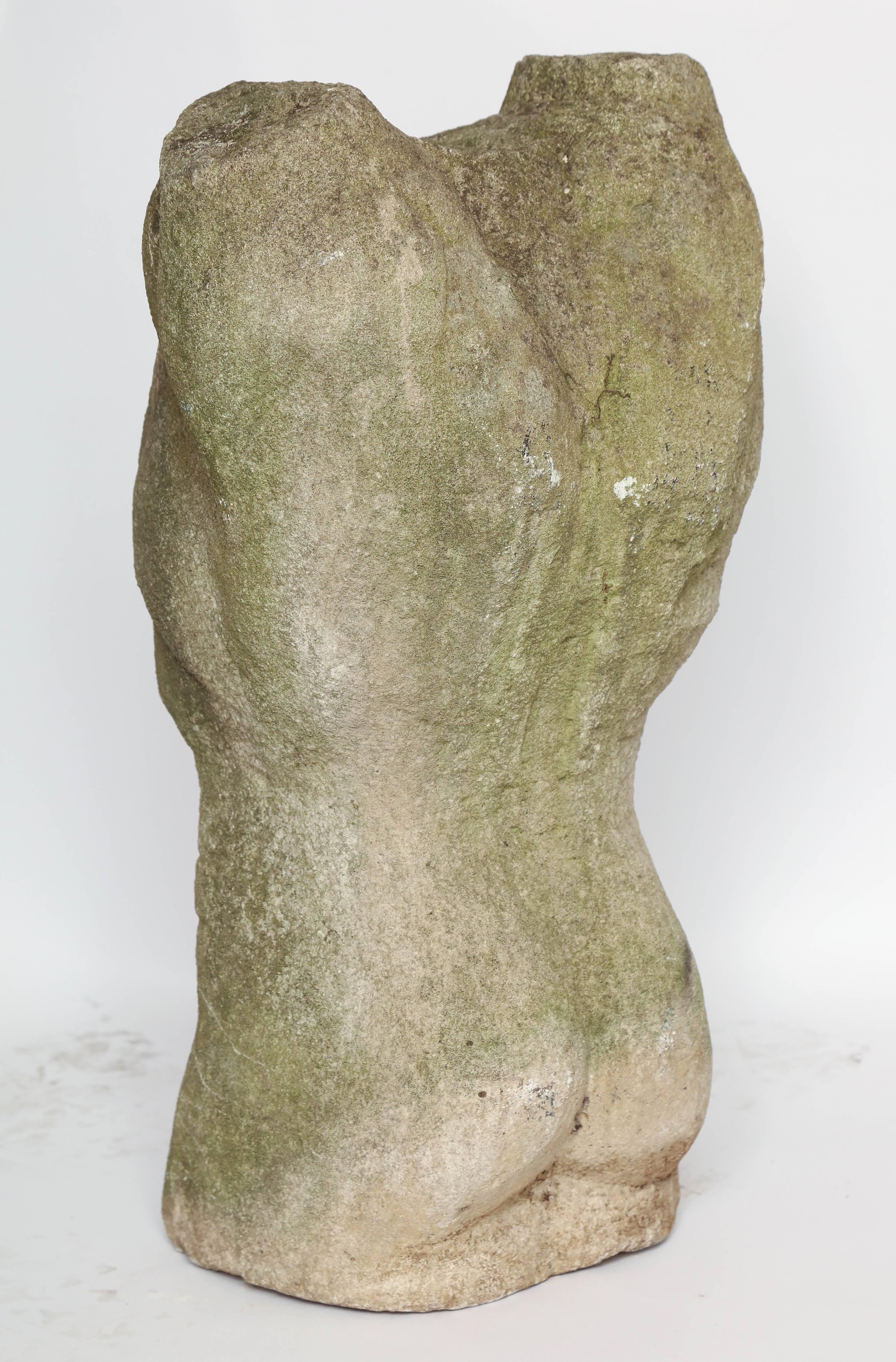 Carved Stone Torso Sculpture In Excellent Condition In New York, NY