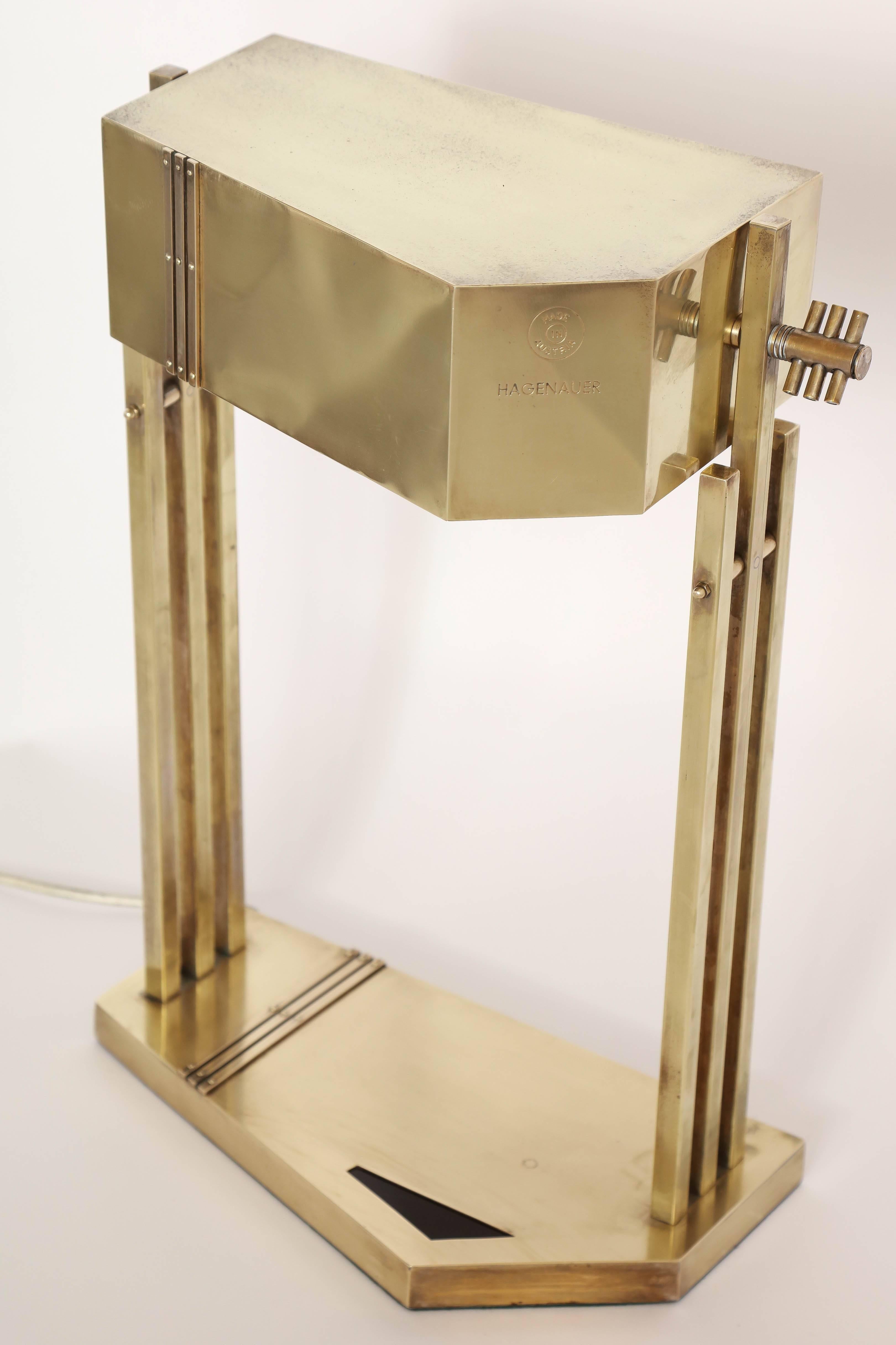 Hand-Crafted 1930s Modernist Table Lamp Signed Hagenauer